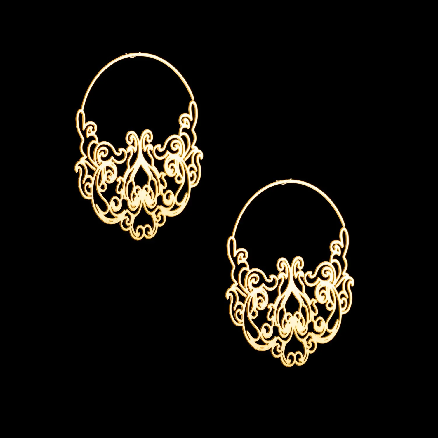 Large Gold Fleur Dis Lis Earrings by Daphne Olive