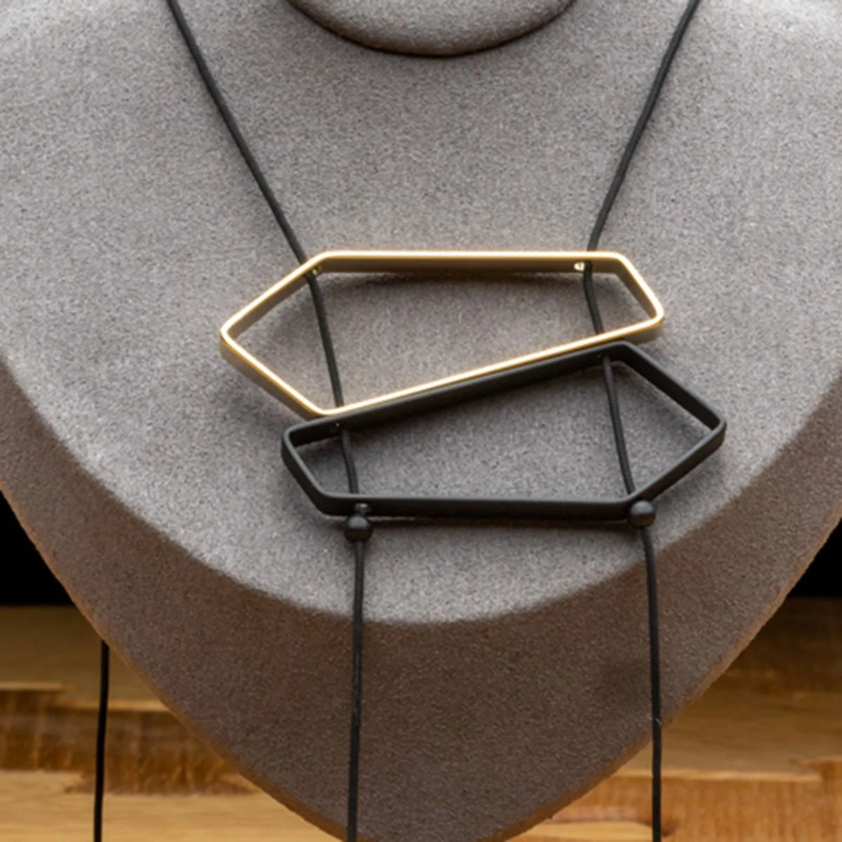 Gold and Black Fret Necklace by Pursuits closeup.jpg