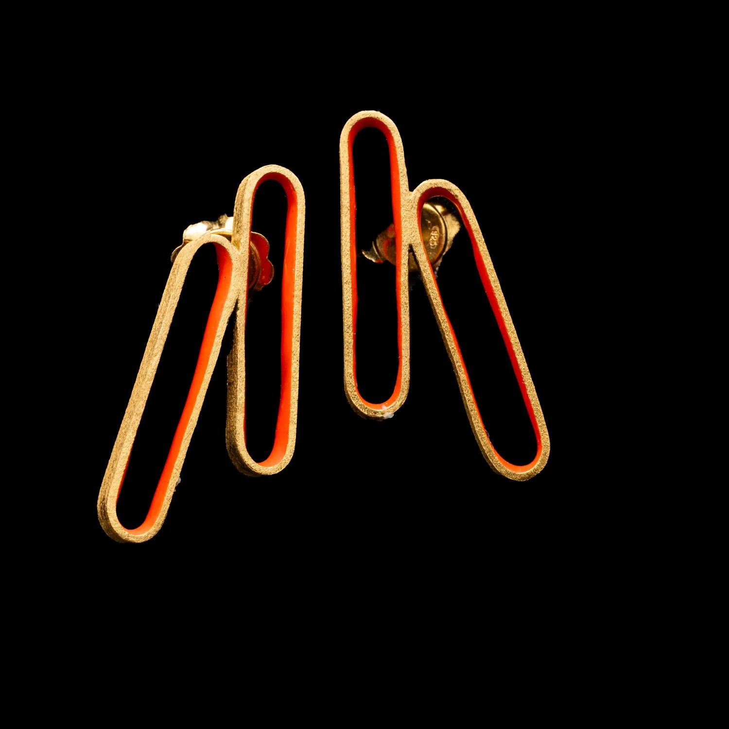 Orange Offset Link Earrings by Marta Ribeiro