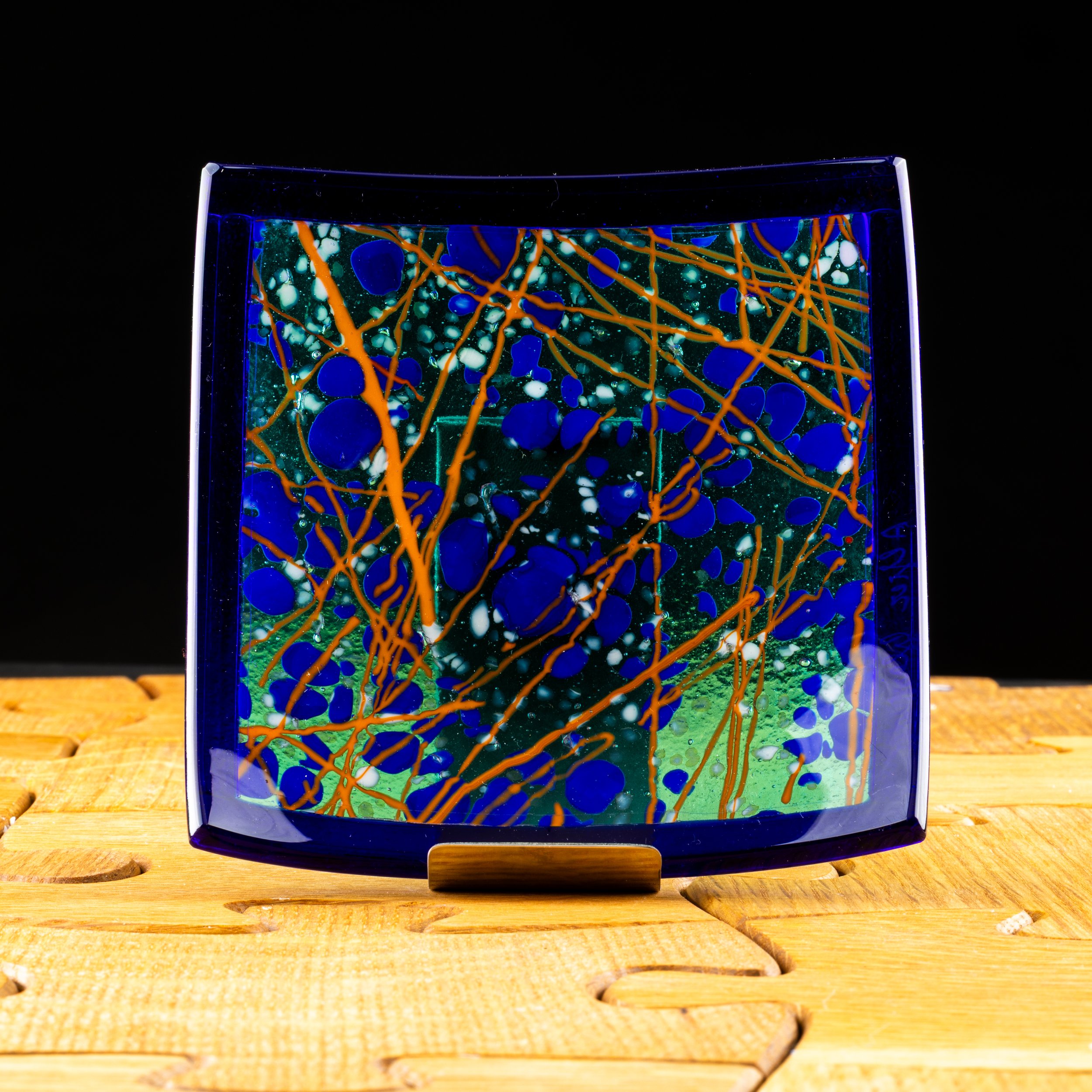 Small Abstract Square Dish by Alfier Glass Studio