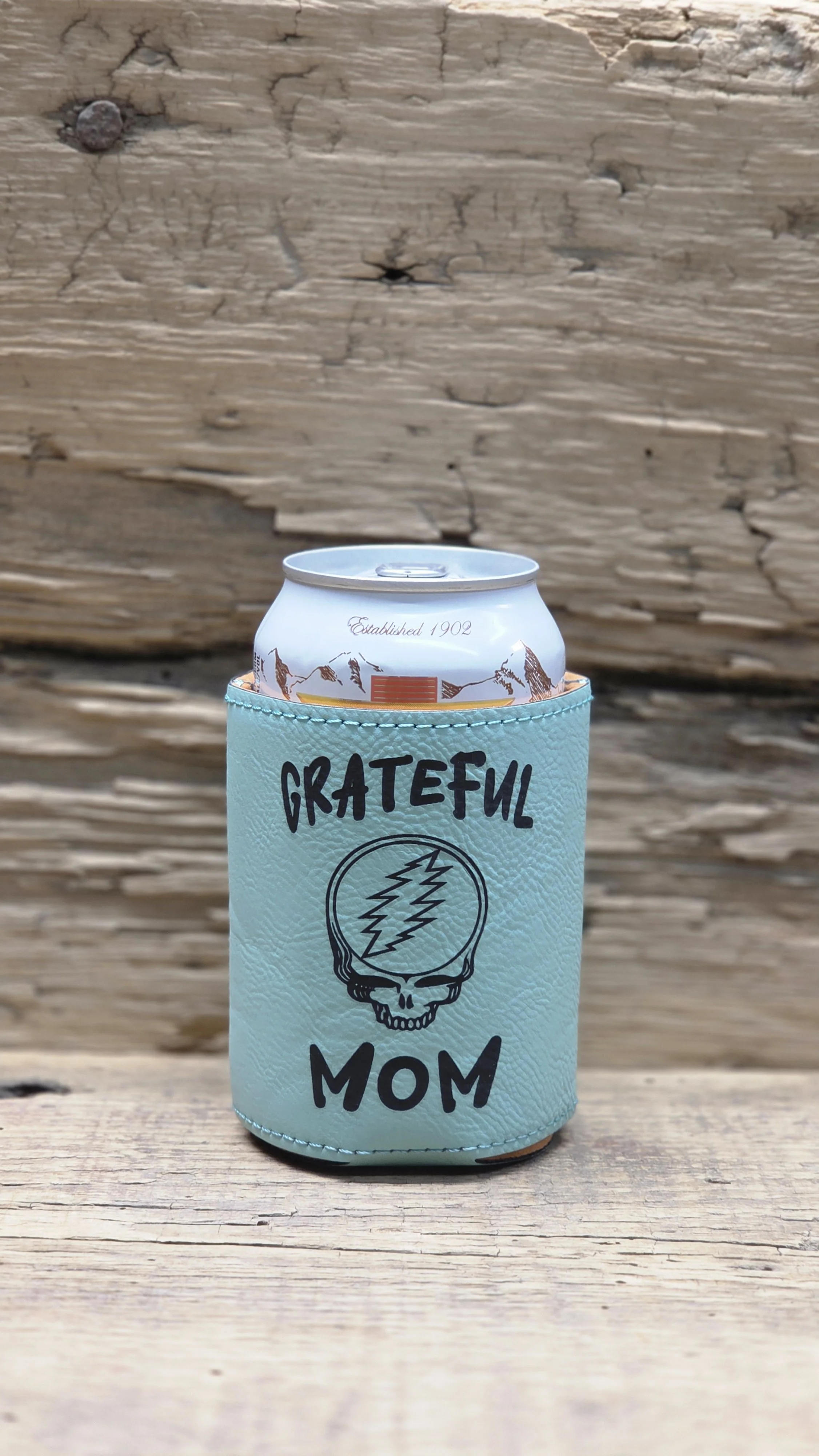 'Grateful Mom' Laser Engraved Leatherette Can Cooler