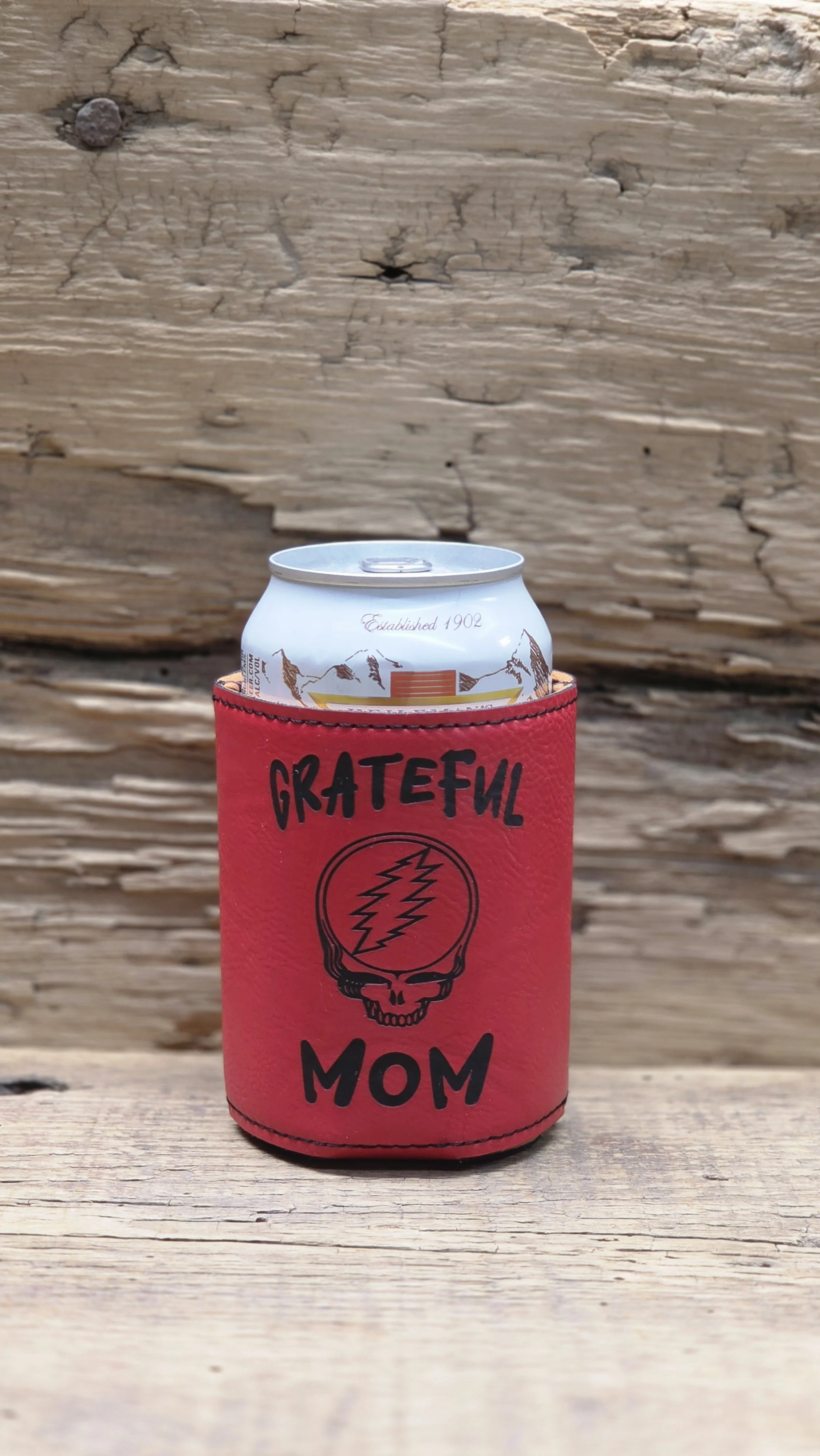 'Grateful Mom' Laser Engraved Leatherette Can Cooler