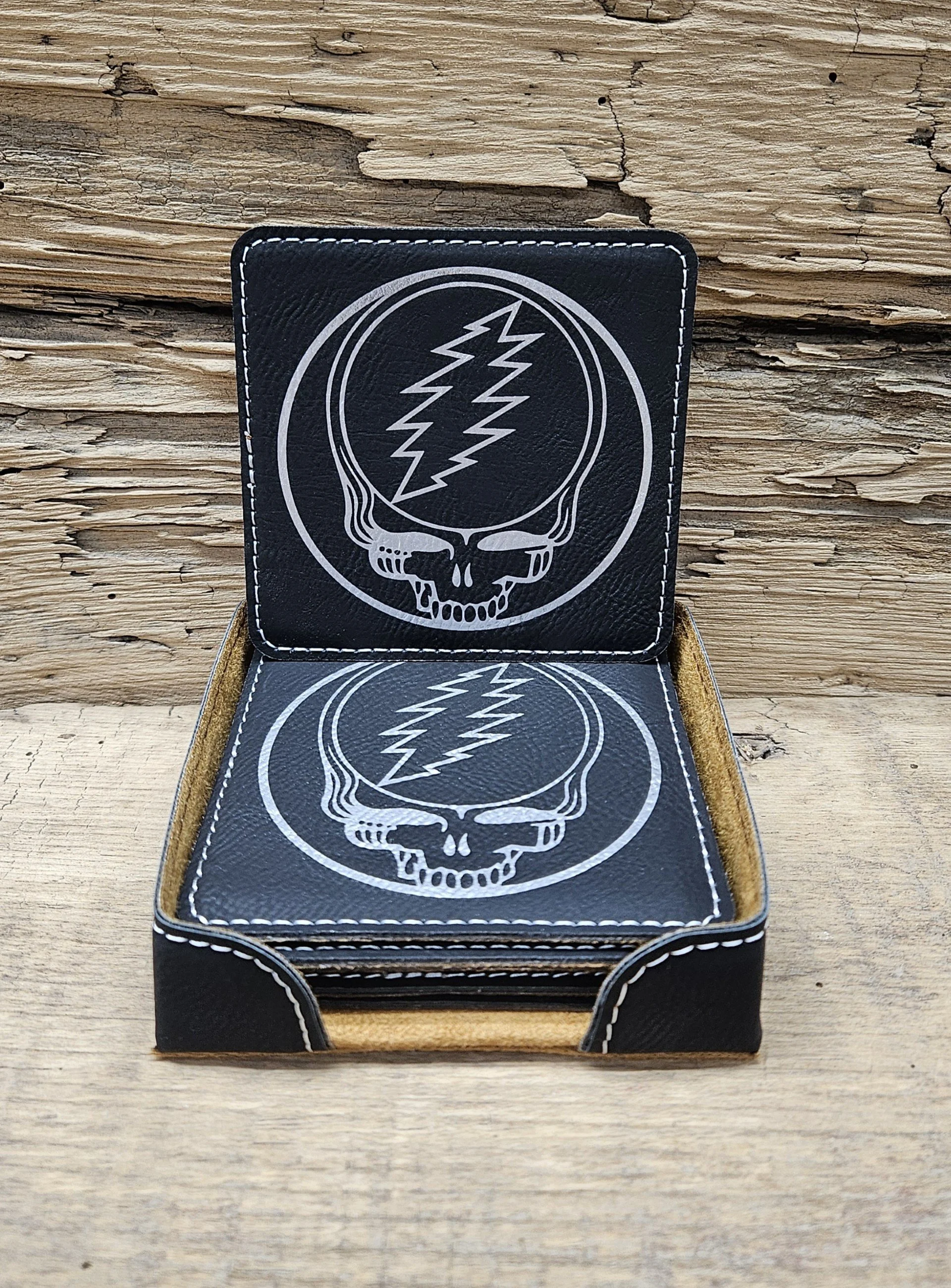 Square Leatherette "Stealie" Drink Coasters