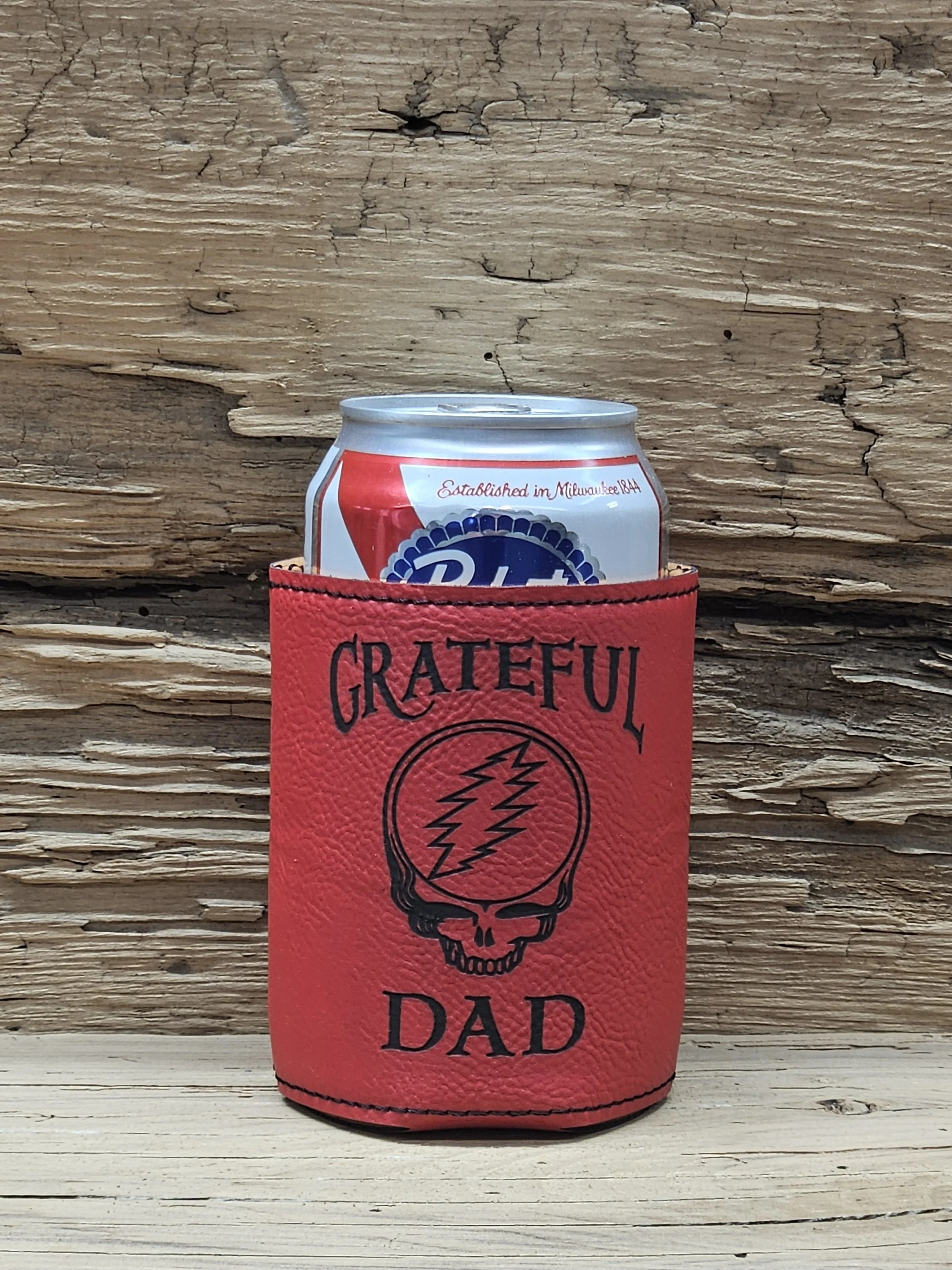 'Grateful Dad' Laser Engraved Leatherette Can Cooler