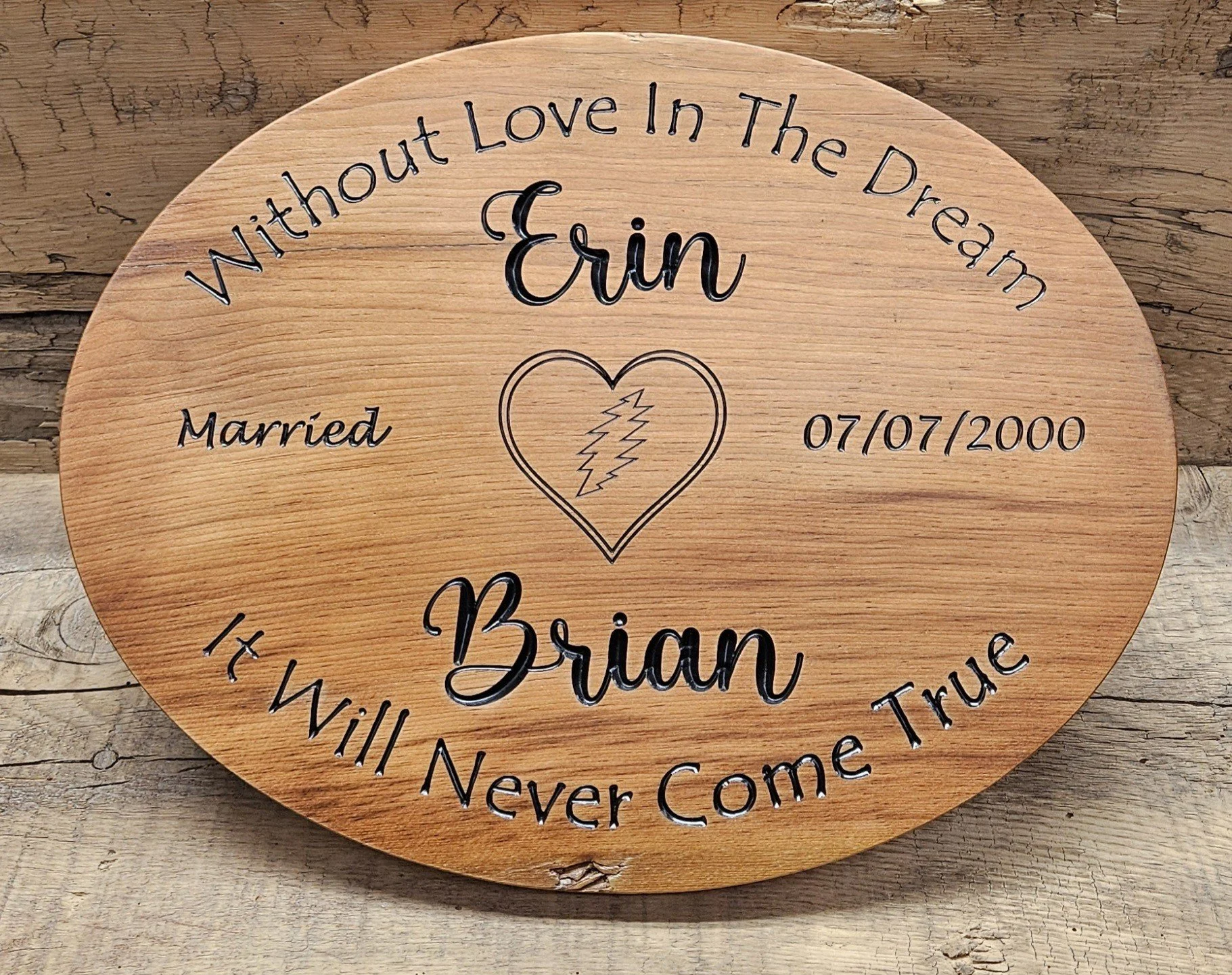 CNC engraved wall plaque for wedding gift or anniversary gift