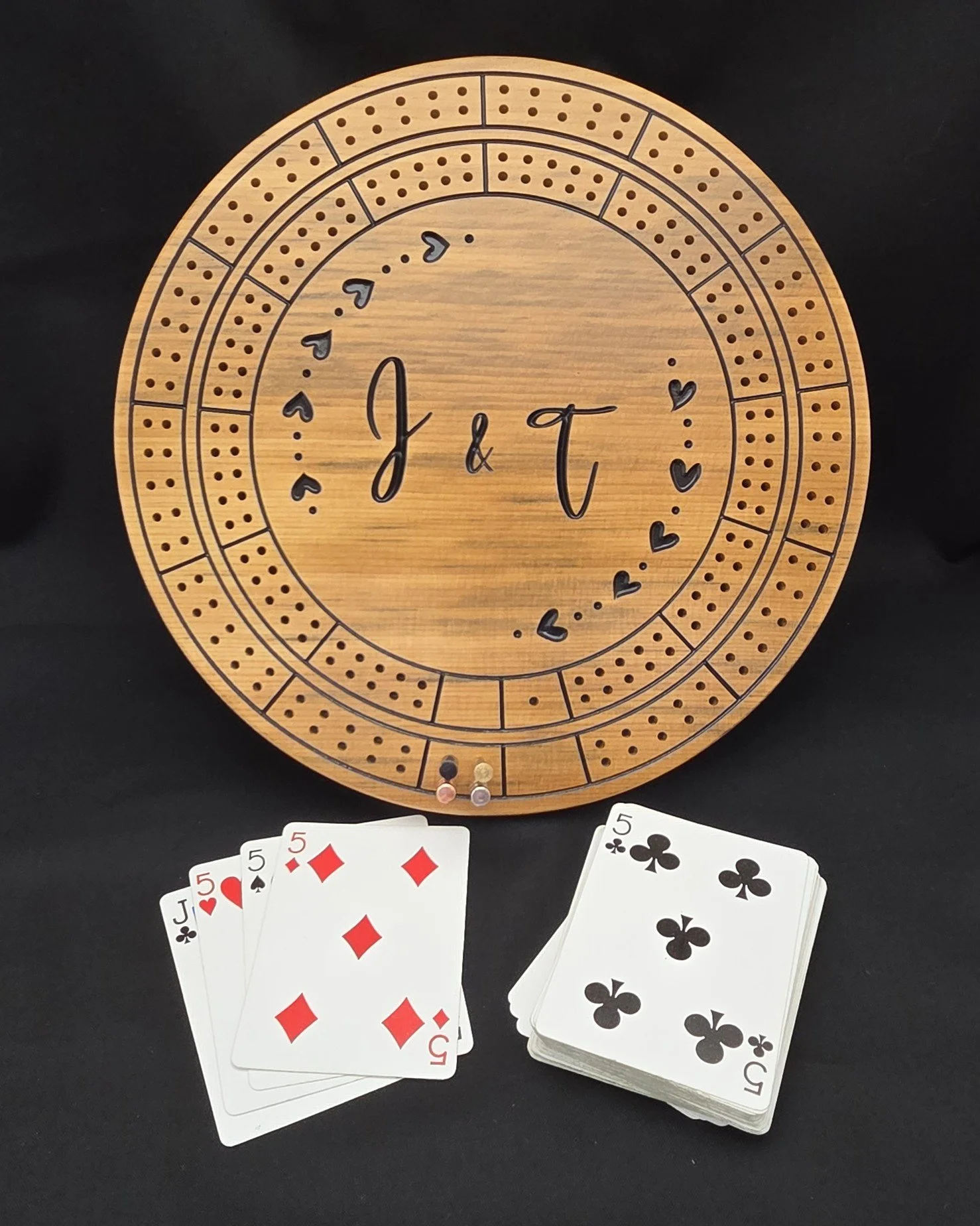 Custom 10" Cribbage Board.  Made from Reclaimed Barnboard, CNC engraved, hand painted, then finished to a nice shine. 