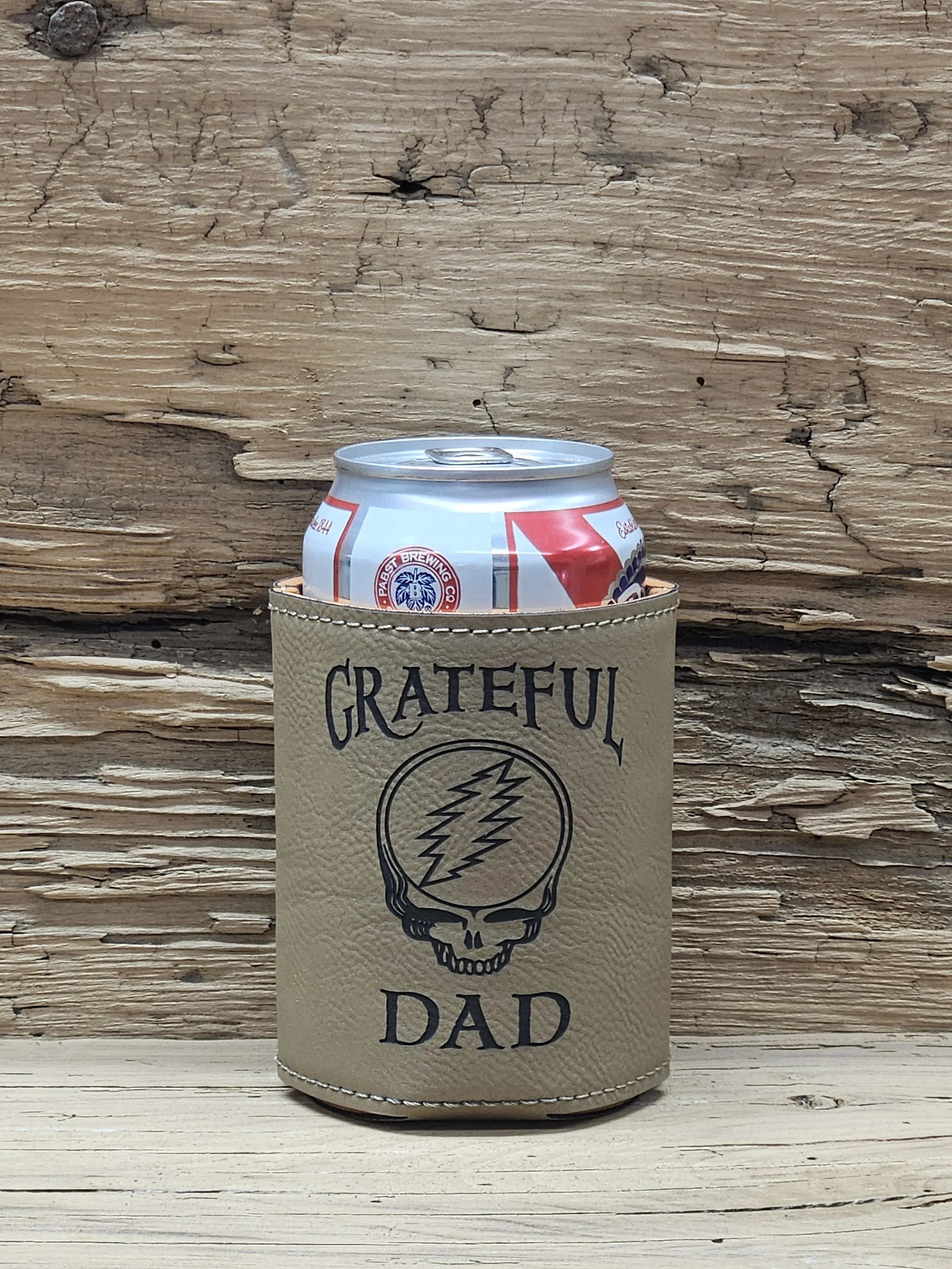 'Grateful Dad' Laser Engraved Leatherette Can Cooler