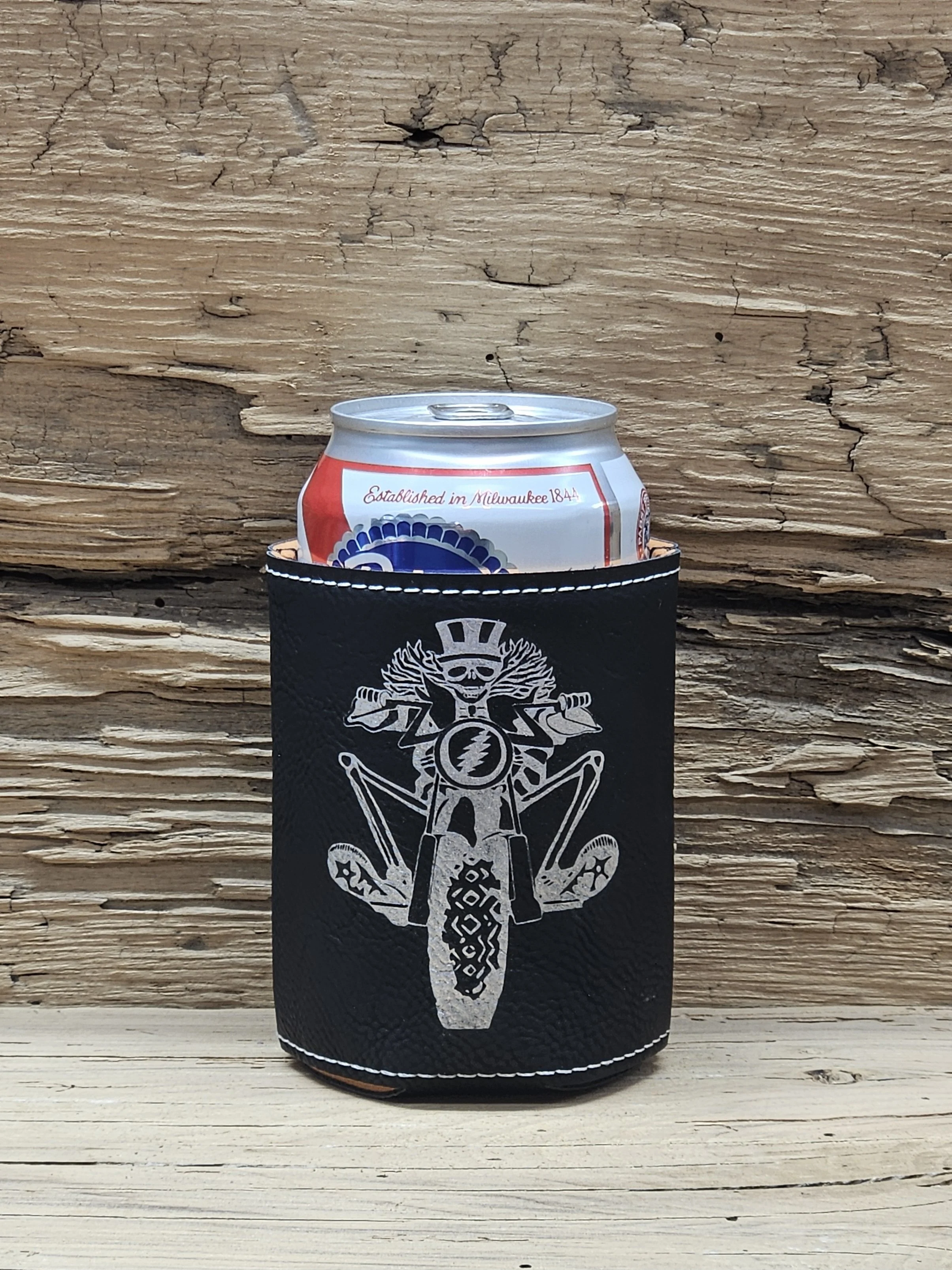 'Psycle Sam' Laser Engraved Leatherette Can Cooler