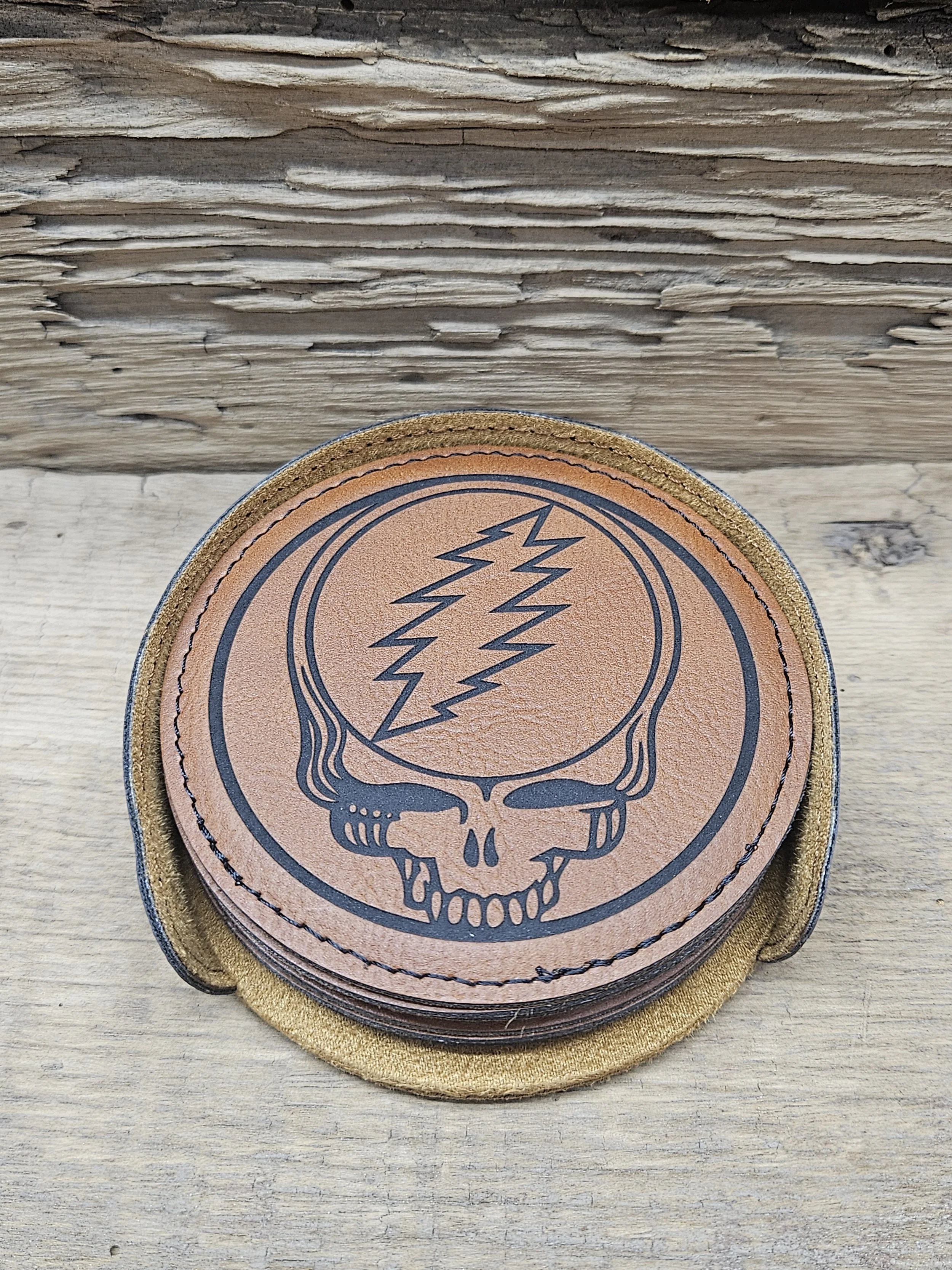 Round Leatherette "Stealie" Drink Coasters