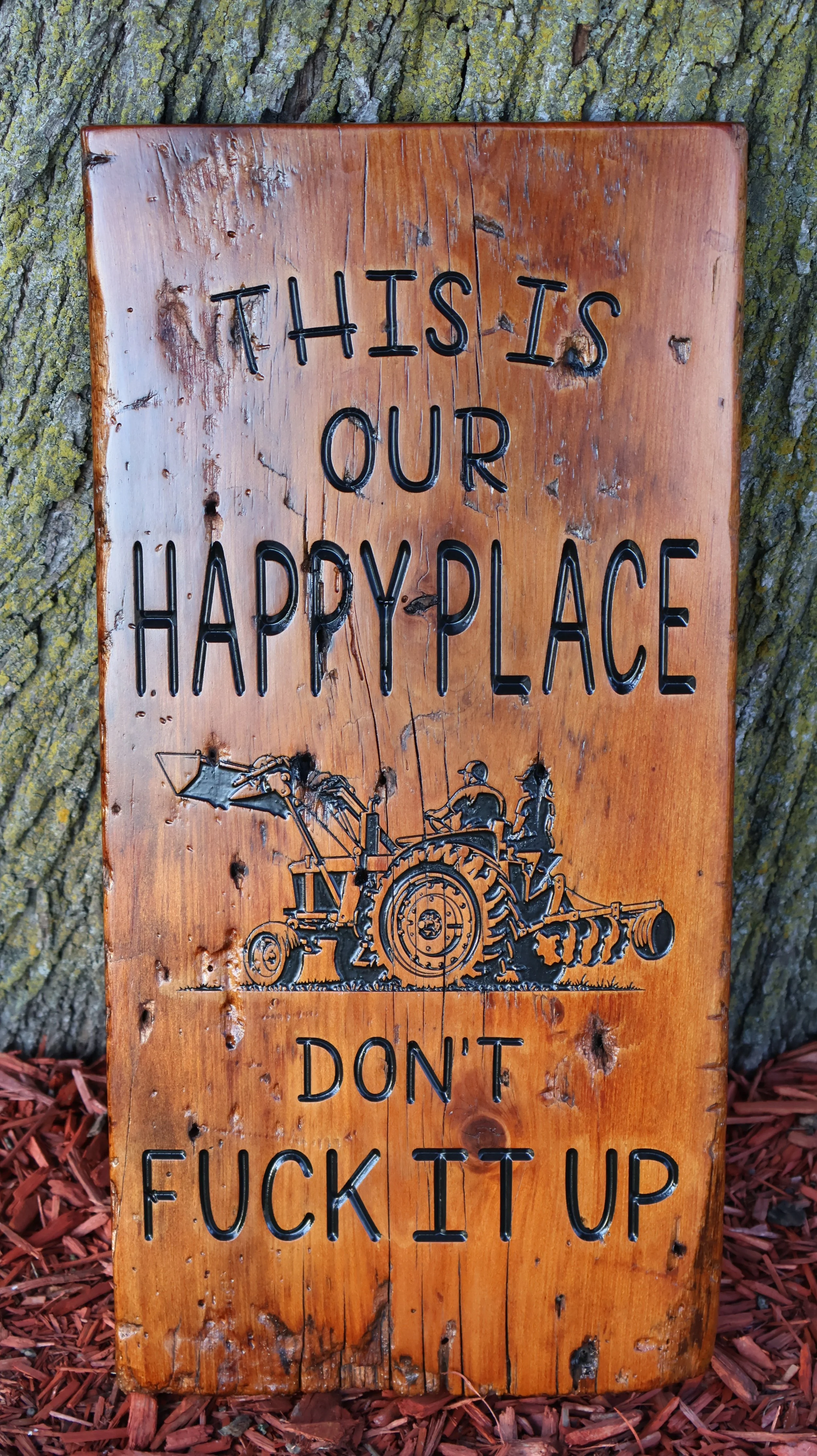 This 'Welcome' sign was a custom order, it is CNC engraved, painted, and finished with outdoor varnish.  It turned out pretty good I'd say!