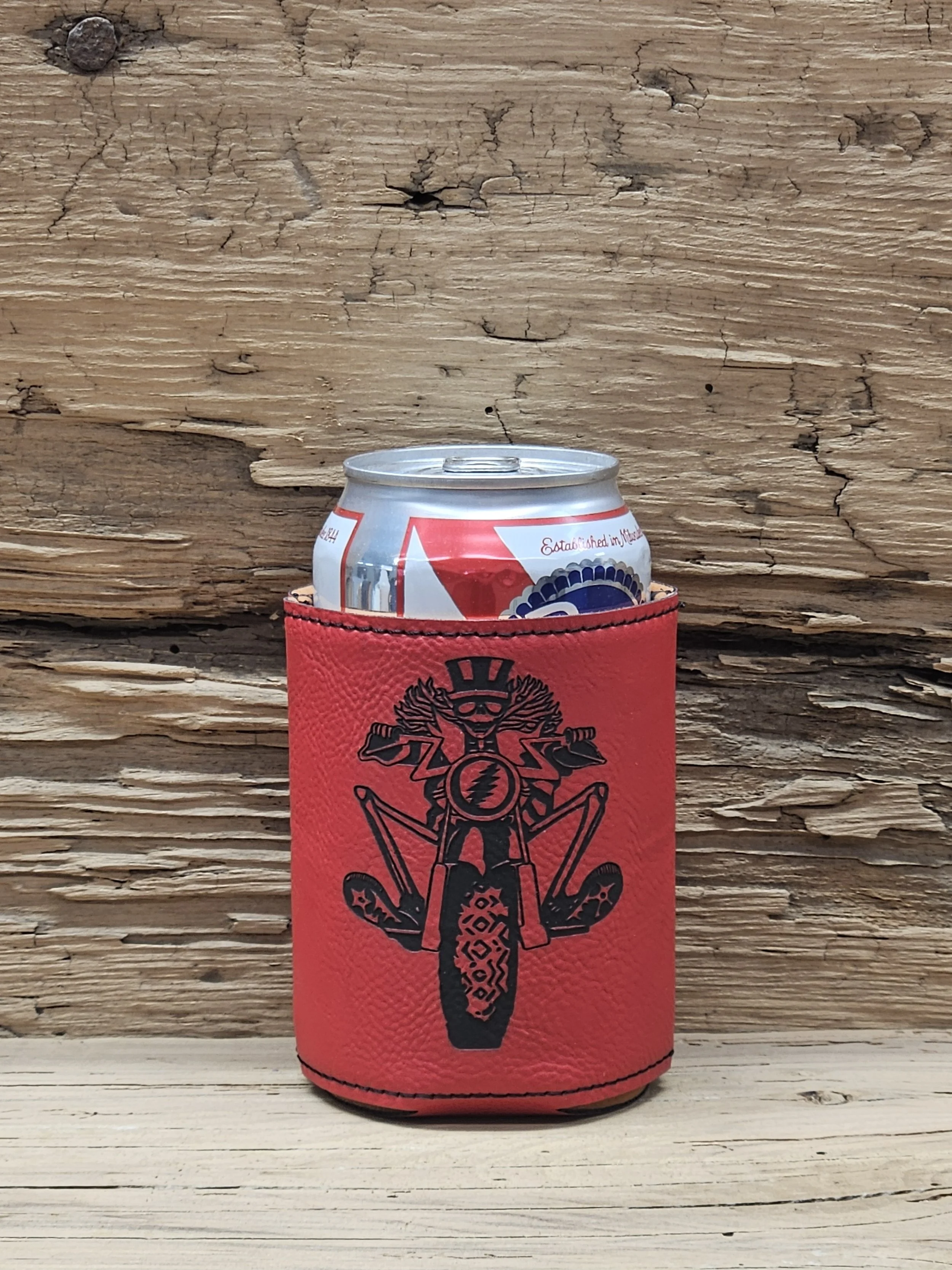 'Psycle Sam' Laser Engraved Leatherette Can Cooler