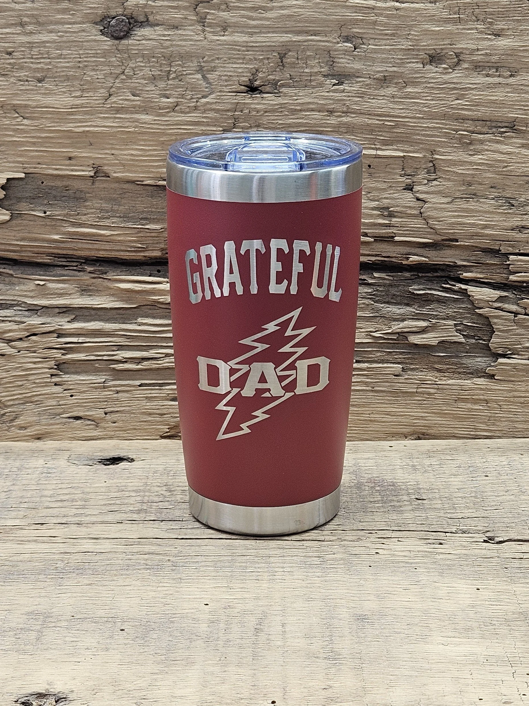 Grateful Dead–inspired "Grateful Dad" 20oz Laser Engraved Tumbler