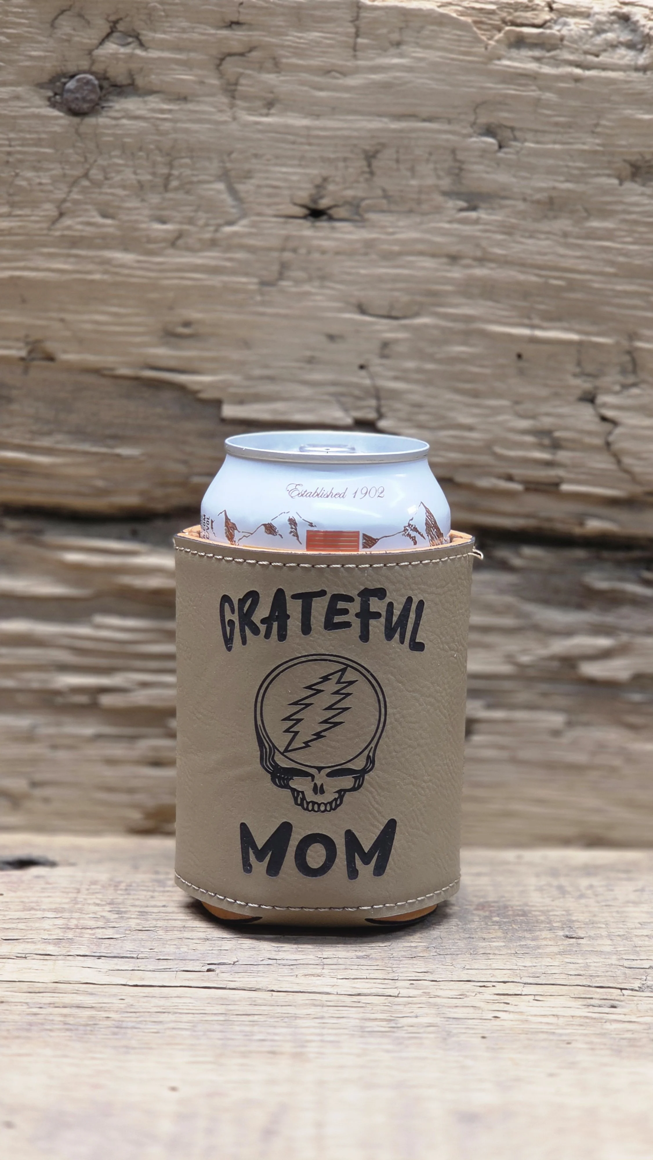 'Grateful Mom' Laser Engraved Leatherette Can Cooler