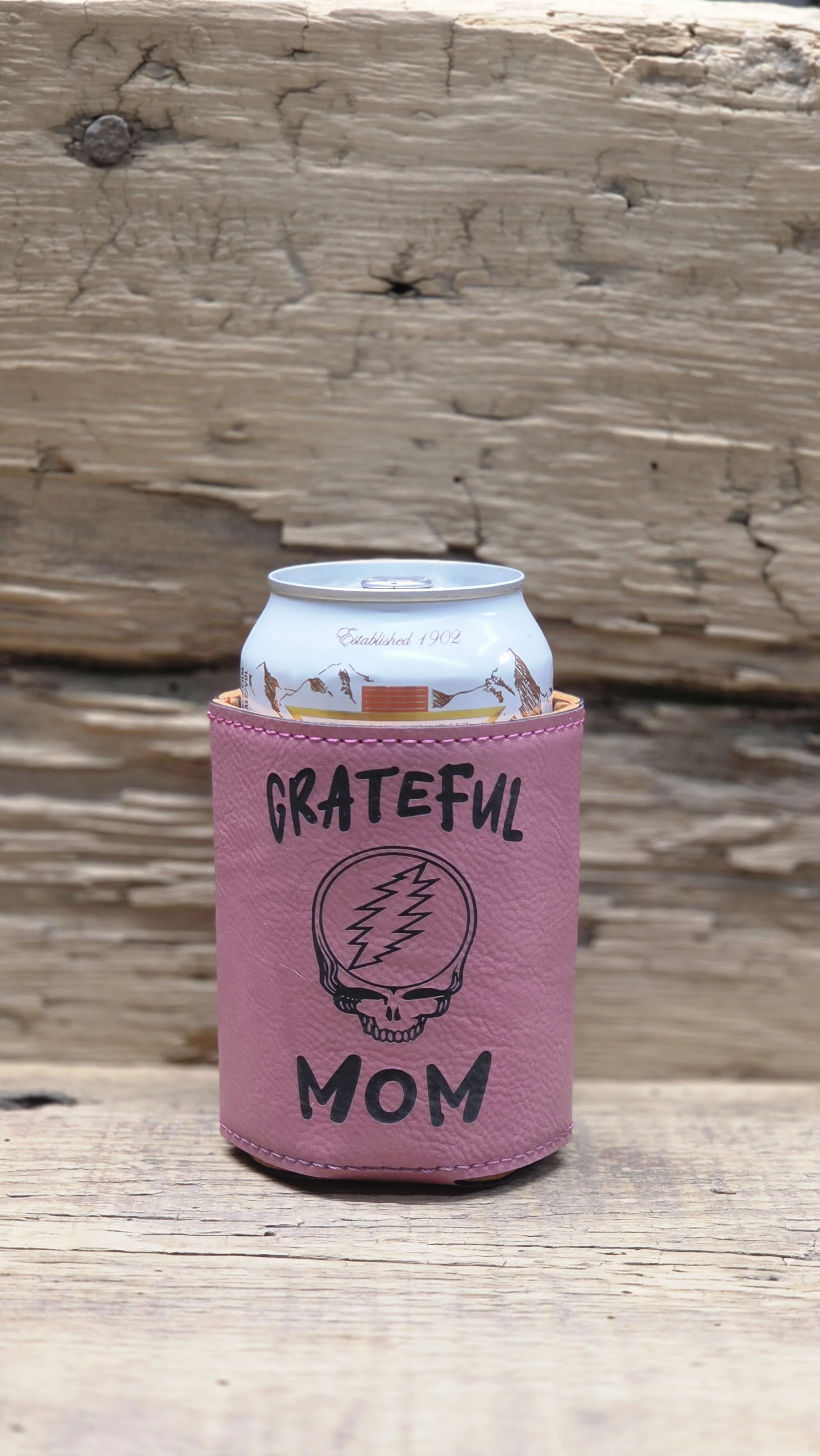 'Grateful Mom' Laser Engraved Leatherette Can Cooler
