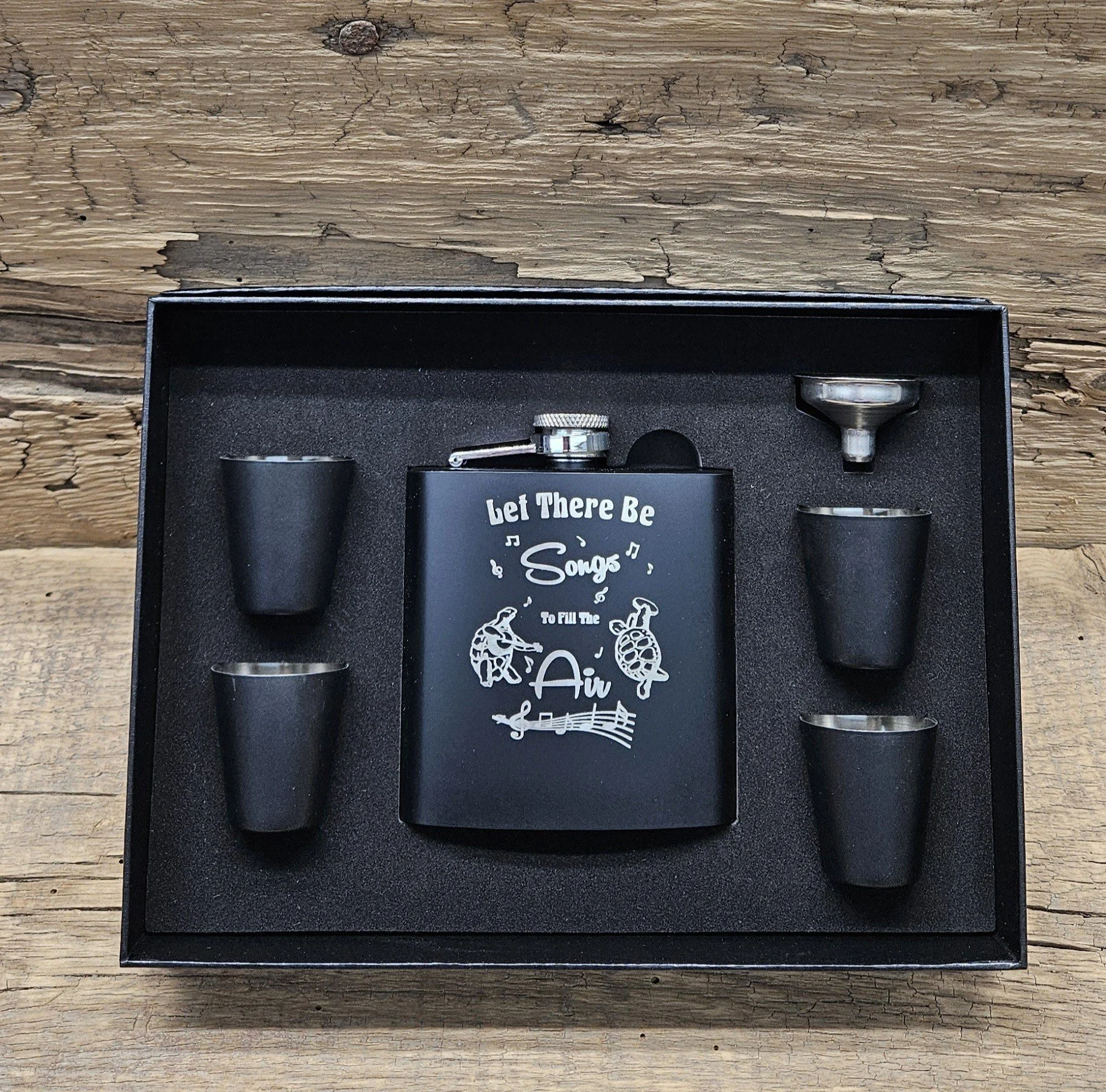 This laser engraved flask gift set was another custom order request.  It turned out pretty good I'd say.