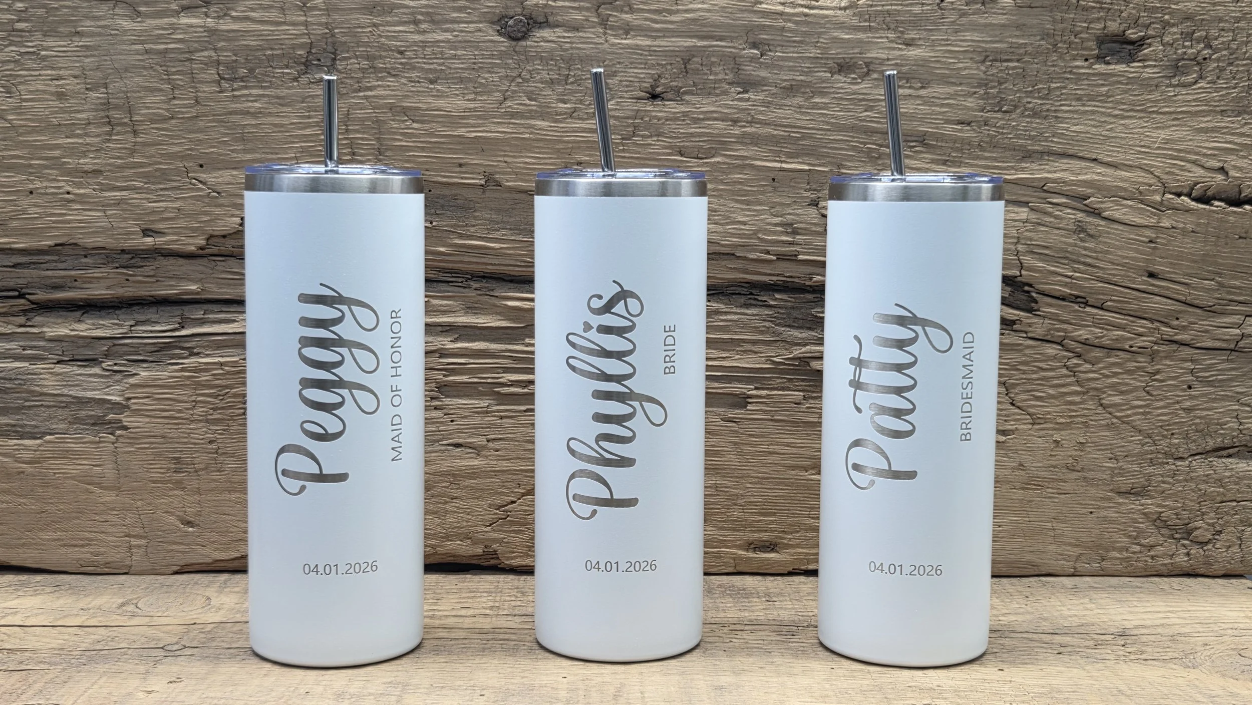 Personalized Wedding Party 20oz Skinny Tumblers