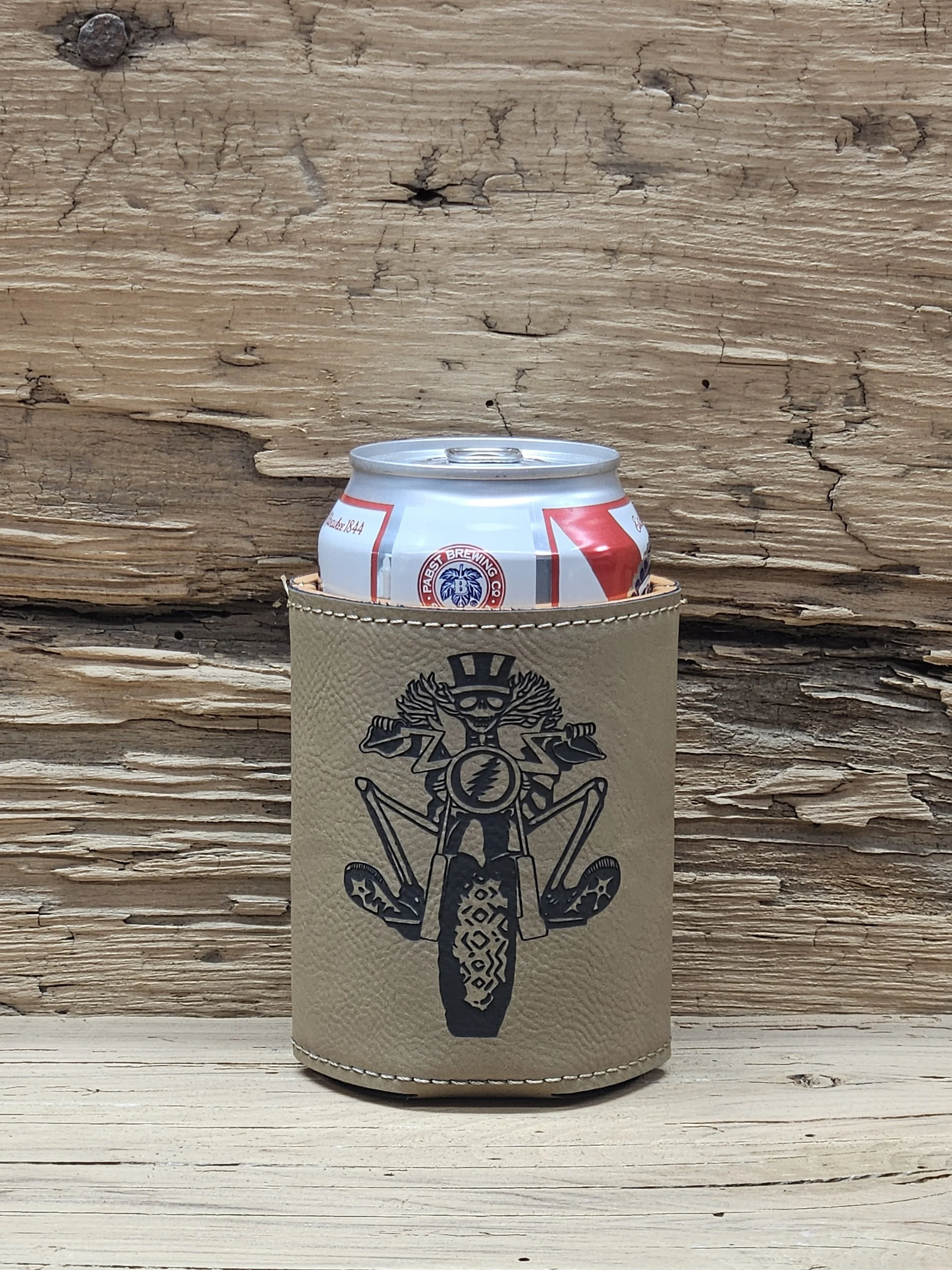 'Psycle Sam' Laser Engraved Leatherette Can Cooler