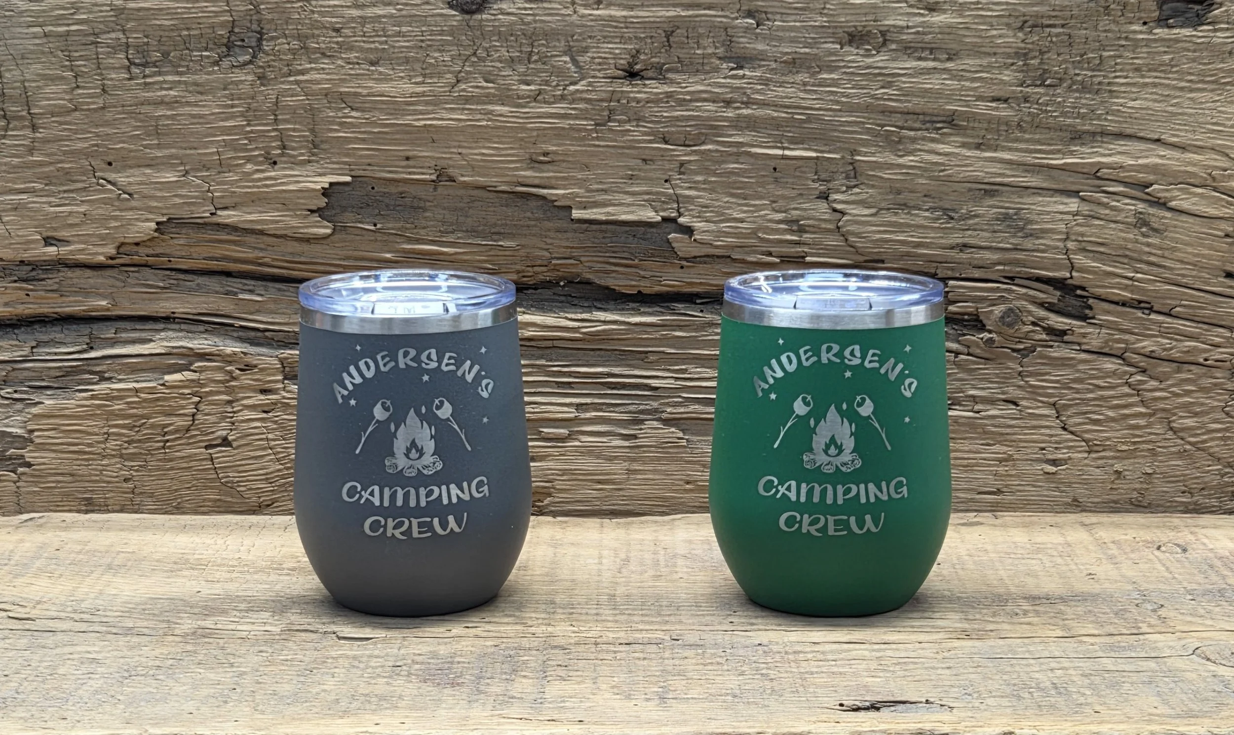 Custom laser engraved 15oz stainless steel wine tumblers