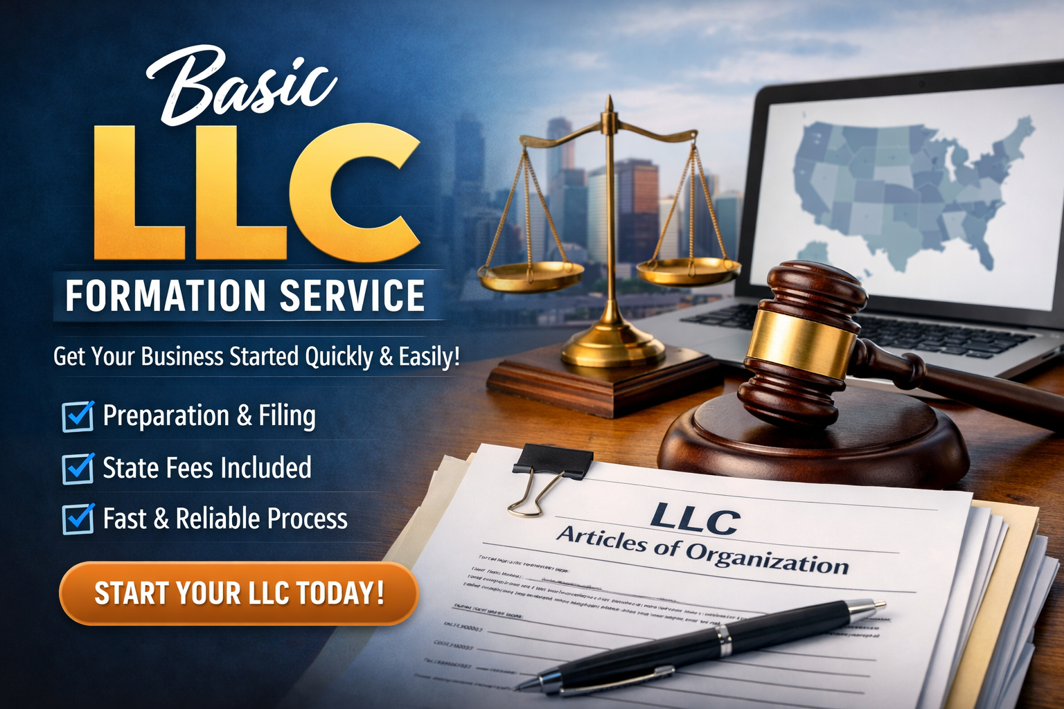 LLC Formation – Basic Filing + State Fee