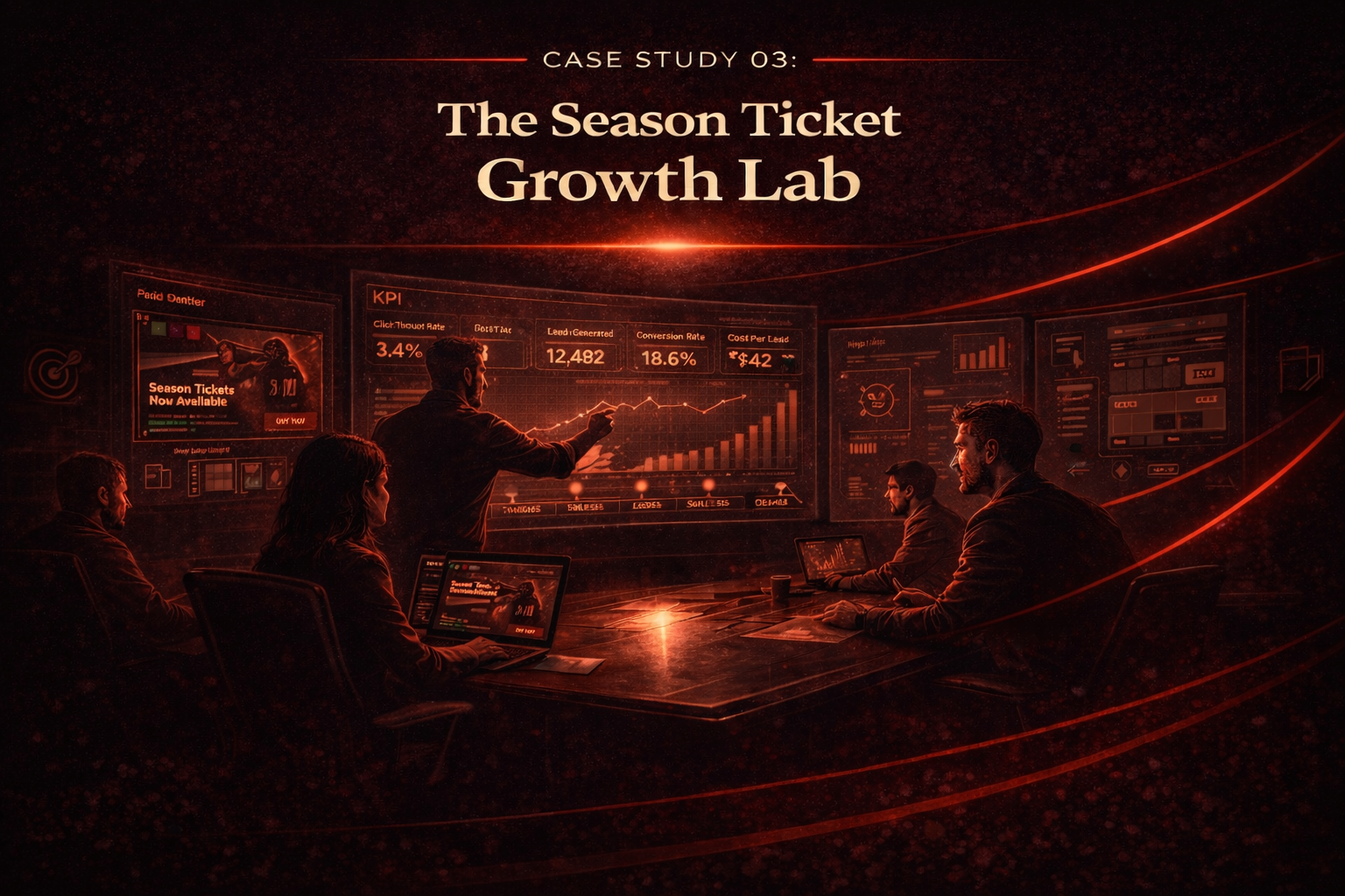 With the 'perceived value' of season tickets at a low point, we organized a growth team across content, paid media, UI/UX graphic design, BI and sales to test and measure everything. 