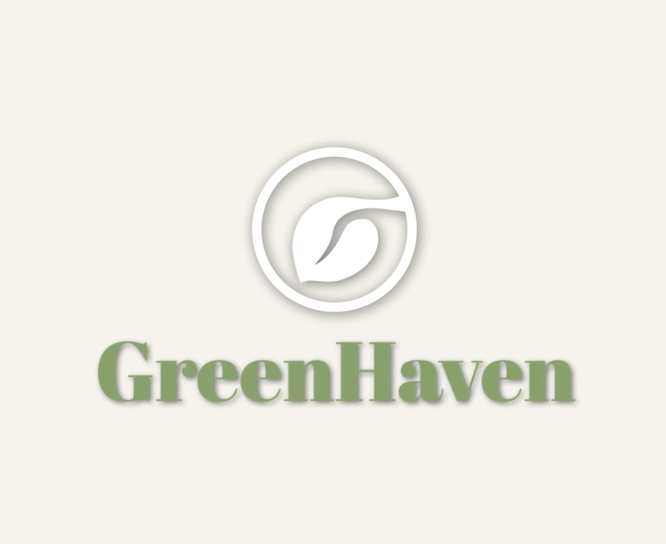 Green Haven logo with a leaf inside a circle and the text 'GreenHaven' below in green font.