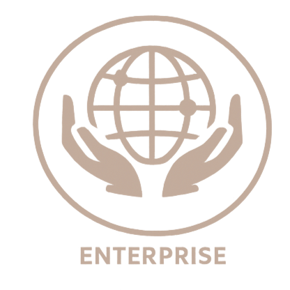 Logo featuring a globe held by two hands, with the word 'ENTERPRISE' underneath.
