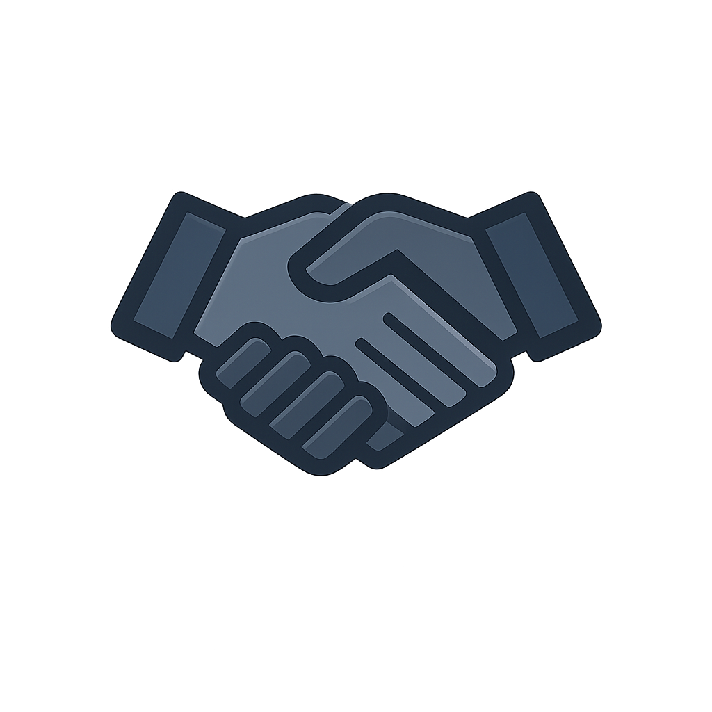 Handshake icon representing collaborative coaching plans for international graduate students and early career academics at The Global Academic Studio
