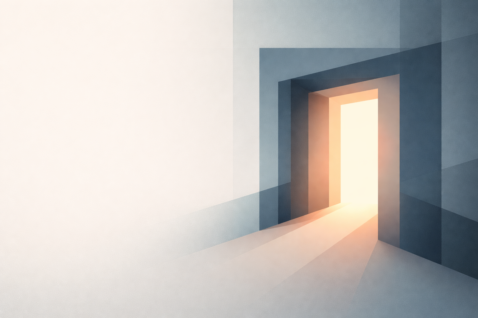 Open doorway with warm light representing clarity and guidance for international graduate students and early career academics at The Global Academic Studio