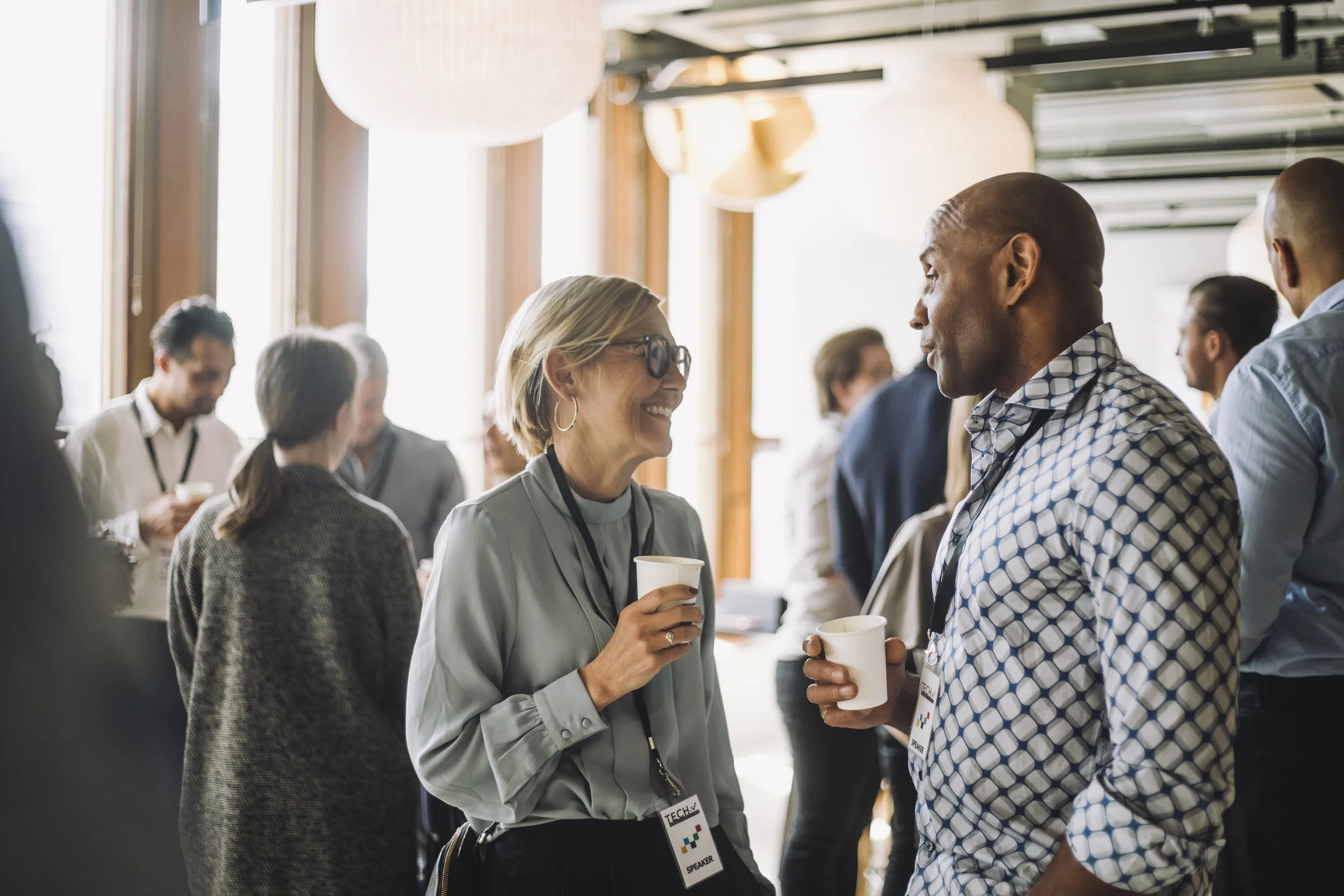 Atlanta corporate event guests enjoying coffee from Beck Brothers mobile cart