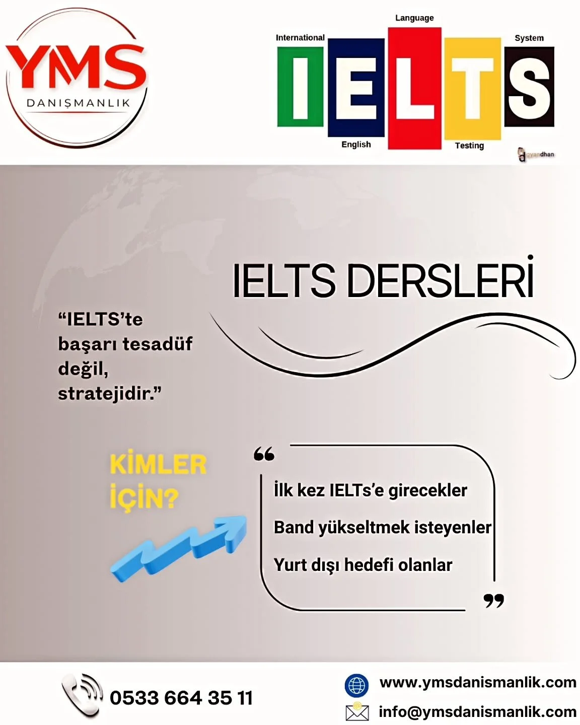 IELTS, uluslararası akademik hedefler i&ccedil;in kritik bir adımdır. Doğru strateji ve sistemli hazırlık olmadan hedef band skoruna ulaṣmak zorlaṣabilir.

Hedefiniz 6.5+, 7.0+ veya &uuml;zeri ise, hazırlığınızı profosyonel zemine taṣıyın.

Hedef Koy