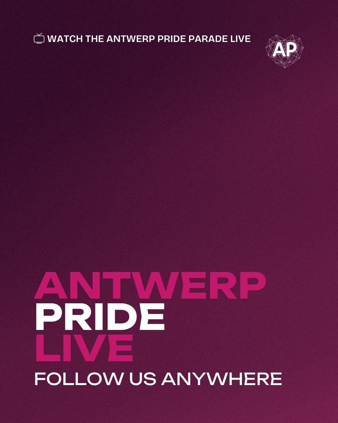 Can't make it to the parade? No worries! You can follow from start to finish on Saturday, August 8 during the live broadcast of Antwerp Pride Live 2026.⁠
⁠
📺 On TV⁠
✦ Pickx+ and Proximus Showcase, for Proximus TV customers⁠
✦ Out TV, Ment POP and RT