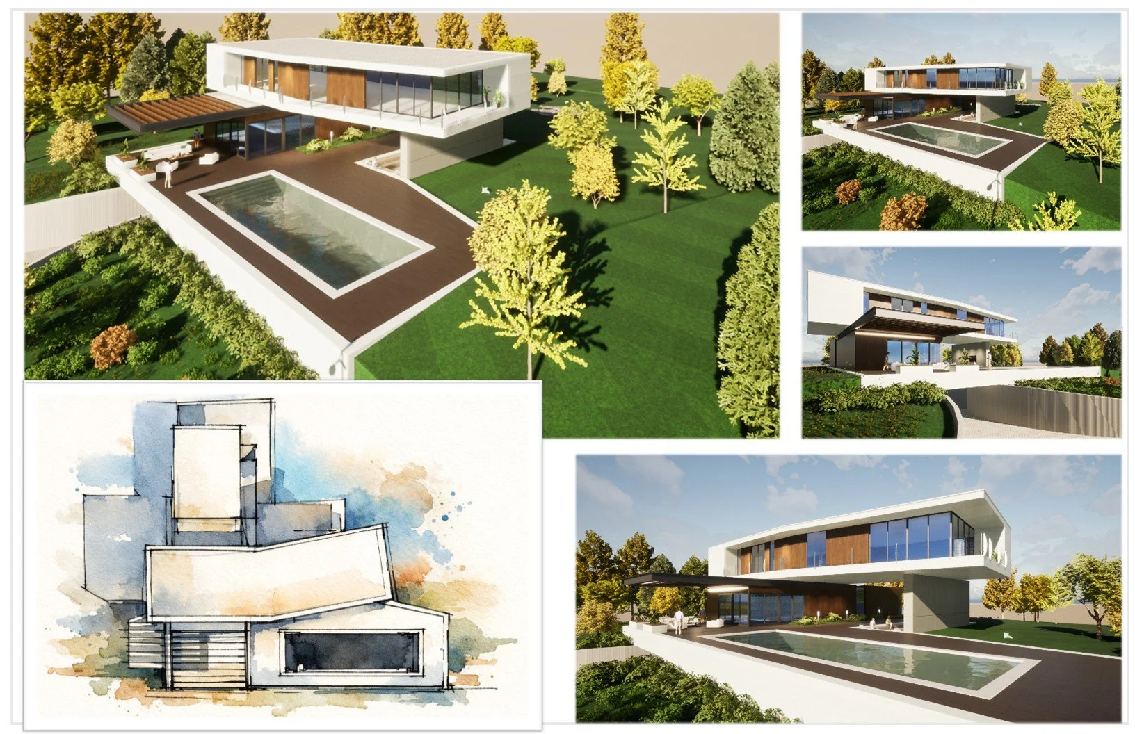Conceptual Residential Design Study

Conceptual residential design developed to demonstrate capability in architectural visualization and early-stage design articulation. The project was produced at a schematic to design development level of detail, 