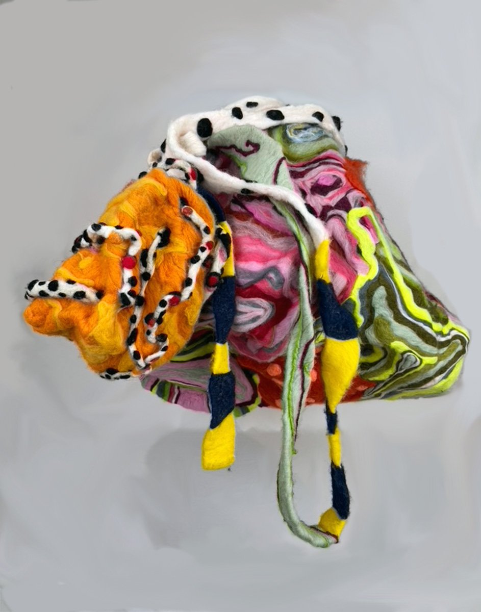 "Soft" wool, polyester felt, chicken wire 32"x39"x30