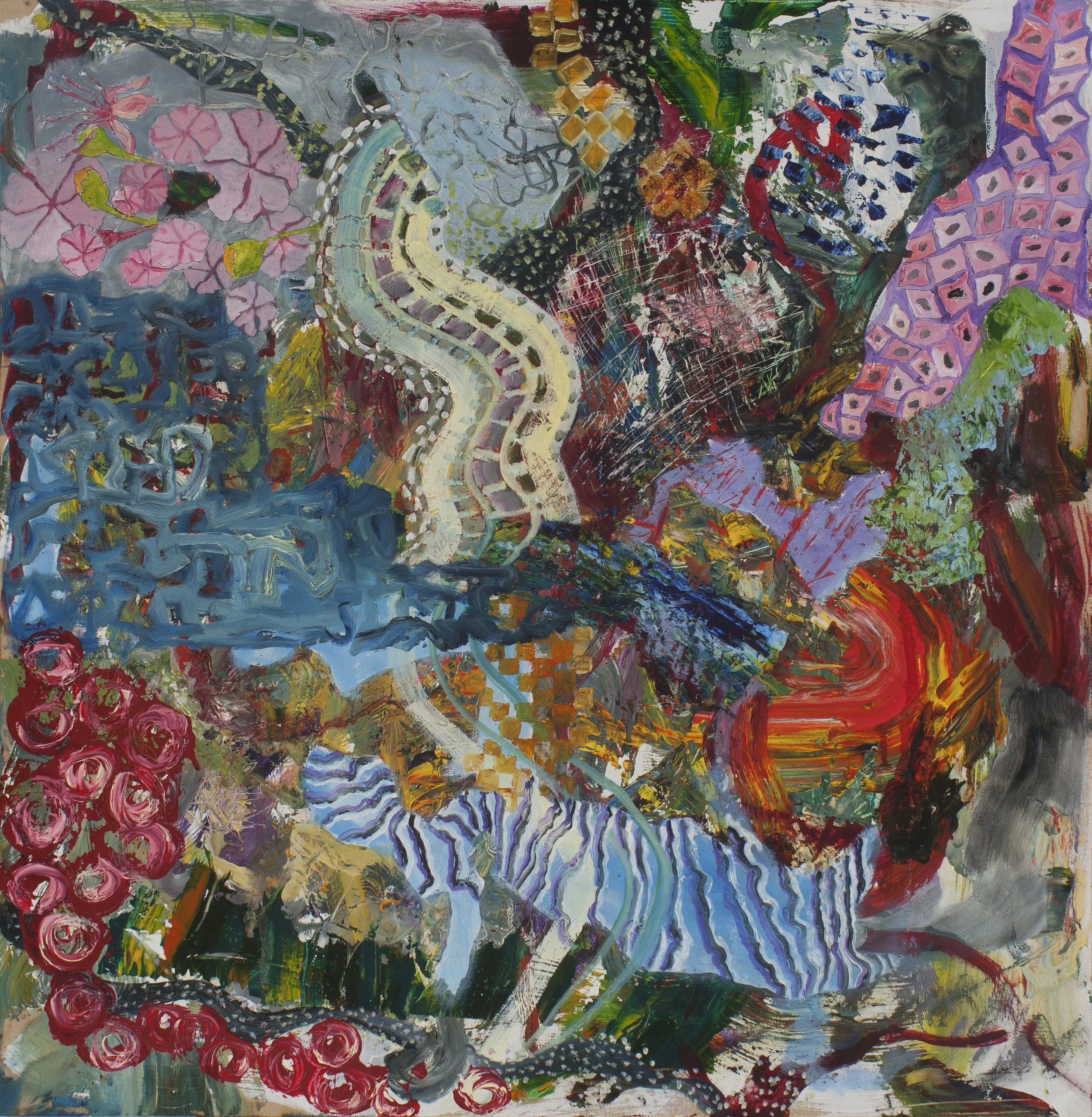 "mayhem" Oil and acrylic on mdf 24"x24"