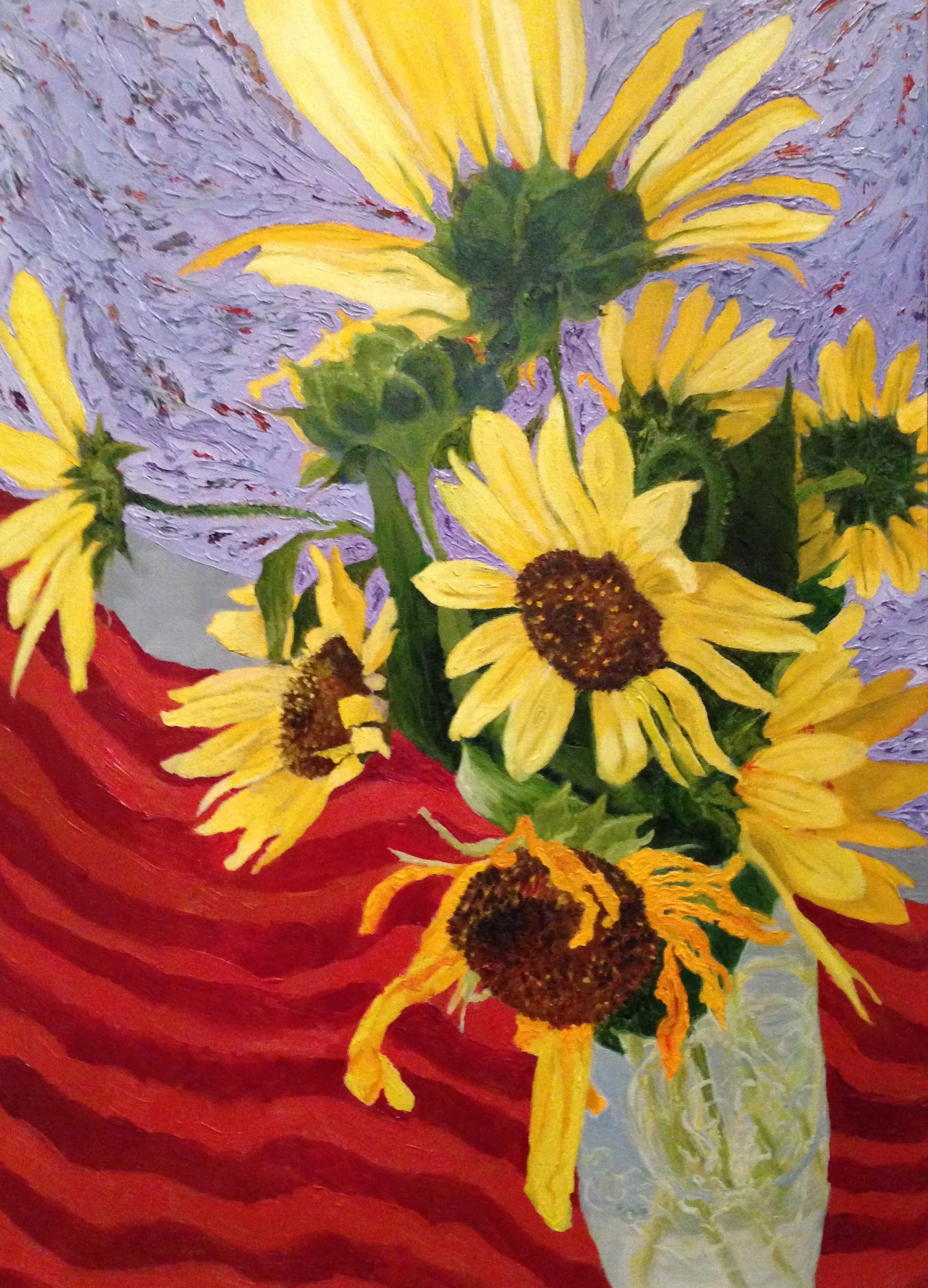 Sunflowers, Oil on canvas, "24x18"