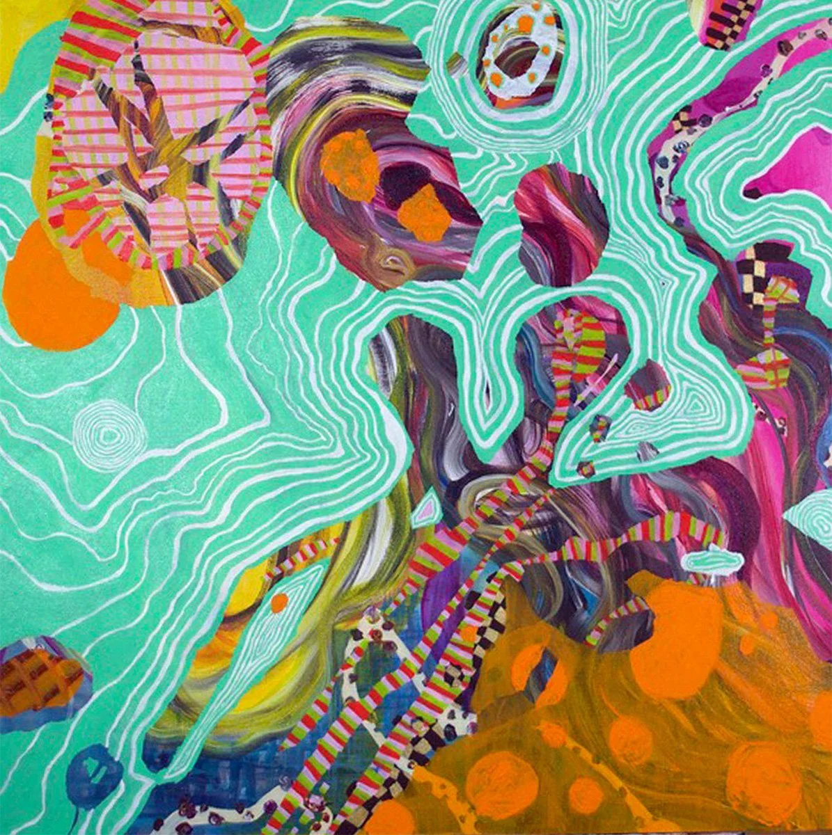 "revisited smaller 1" Acrylic and Oil on canvas 36''x36"