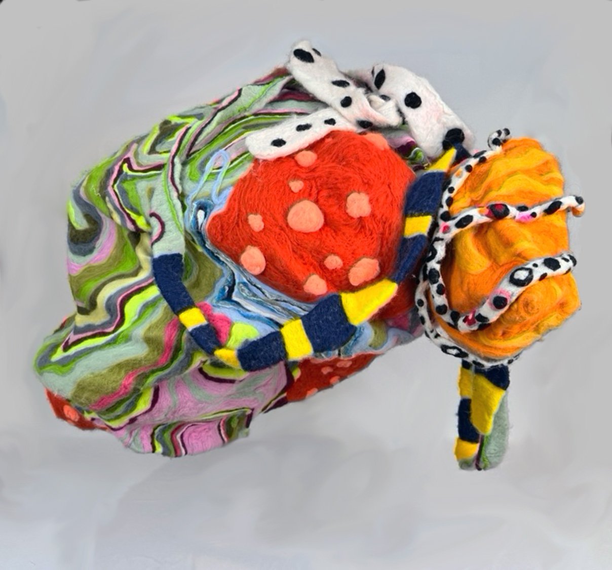 "Soft" wool, polyester felt, chicken wire 32"x39"x30