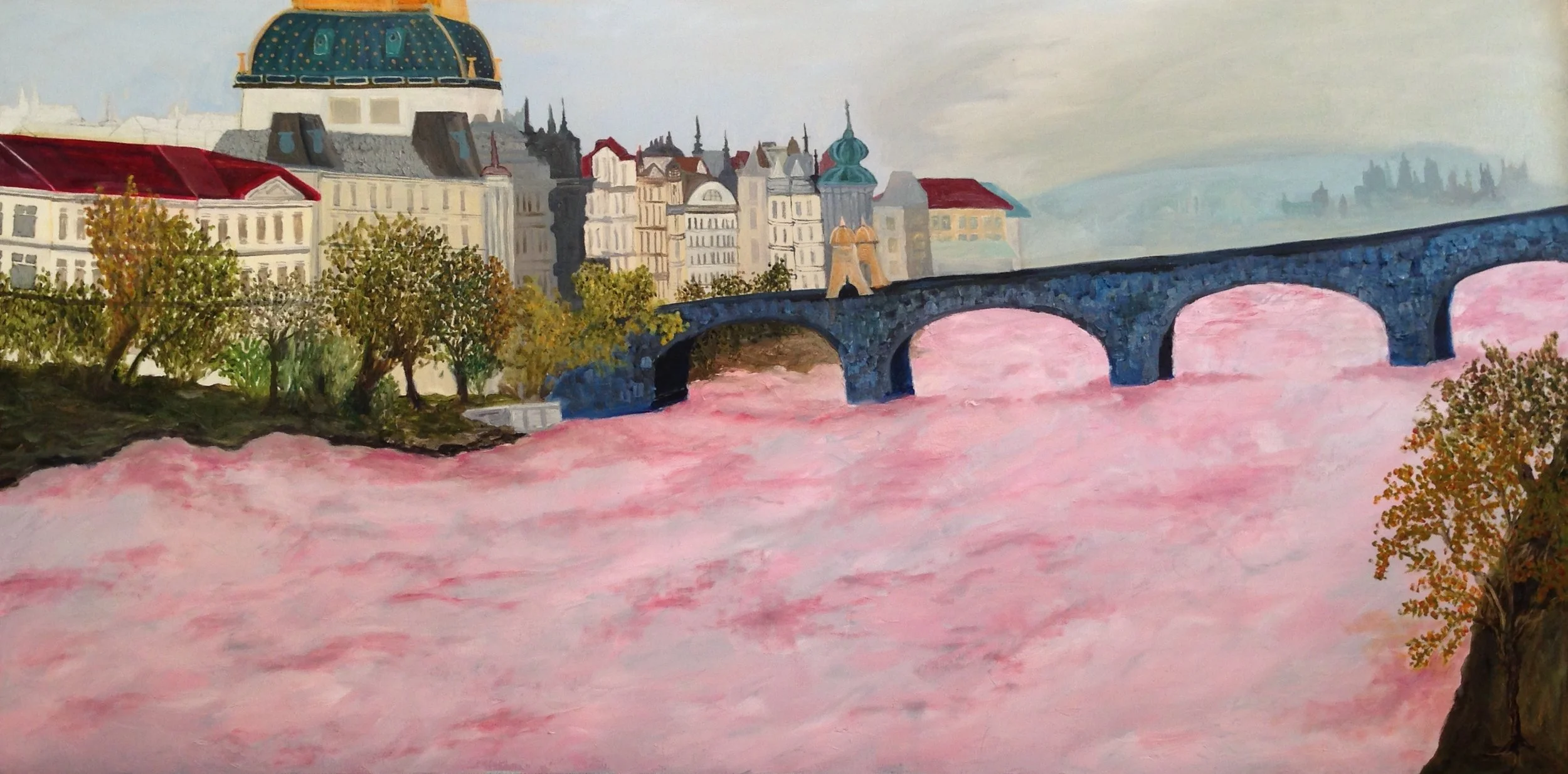 Prague River, oil on canvas 24"x36"