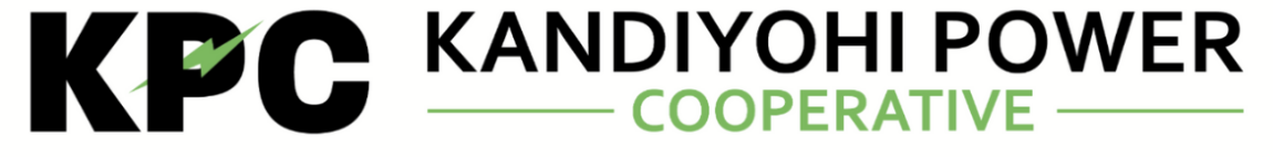 Logo for Kandiyohi Power Cooperative featuring black text and a green checkmark integrated into the letter P.