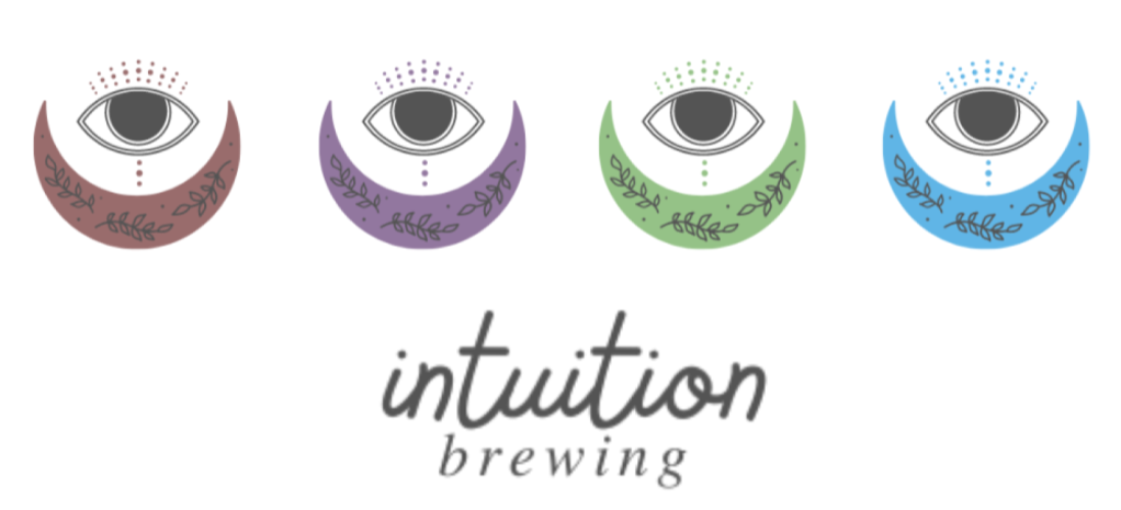 Four colorful eye illustrations representing different energies, with the words "intuition brewing" below.