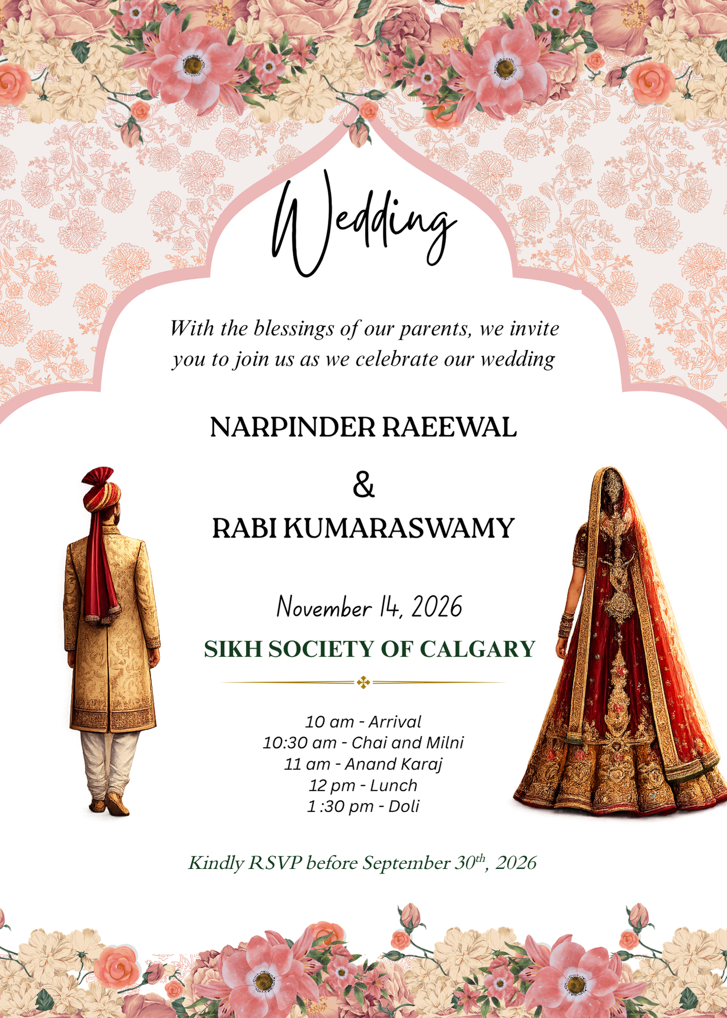 Narpinder and Rabi Wedding Ceremony Details