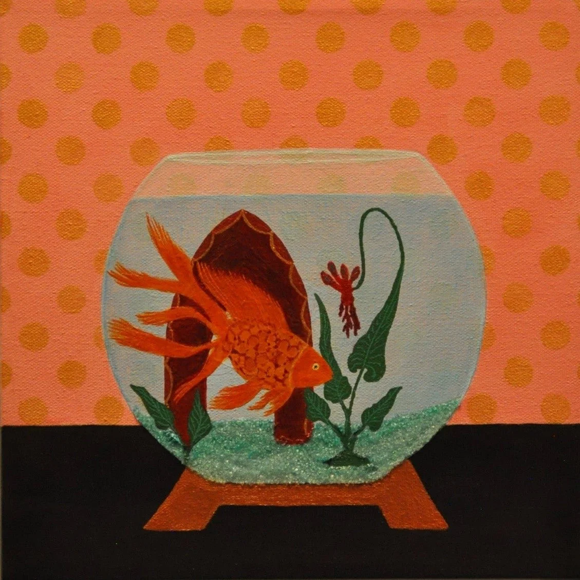 Pink With Gold Dots Fishbowl