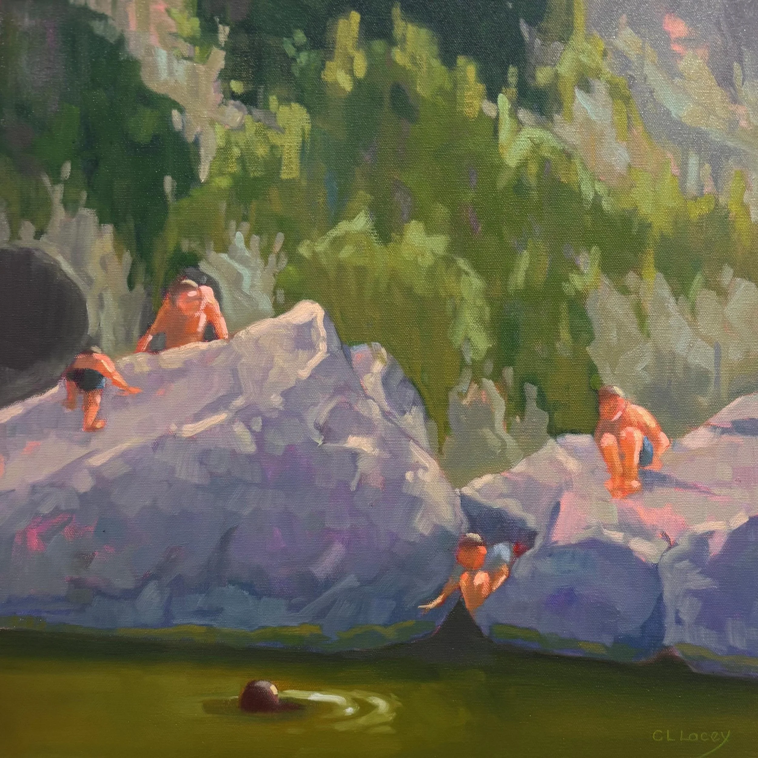 Holding Hands And Skipping Stones - Plein Air