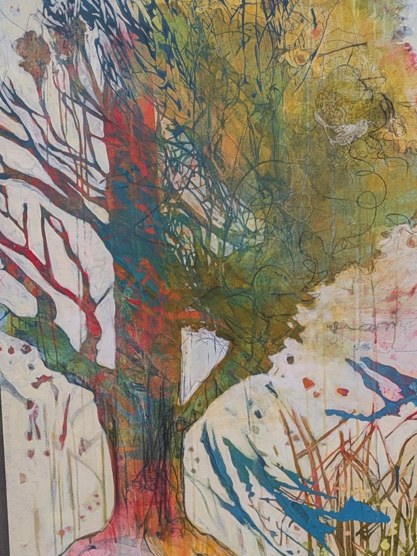 This is a painting I just finished. "Changing Seasons". I am so aware of seasons of growth and creative movement forward but, the seasons of dormancy and rest. I am trying to embrace each season as good and right. I tried to capture that he