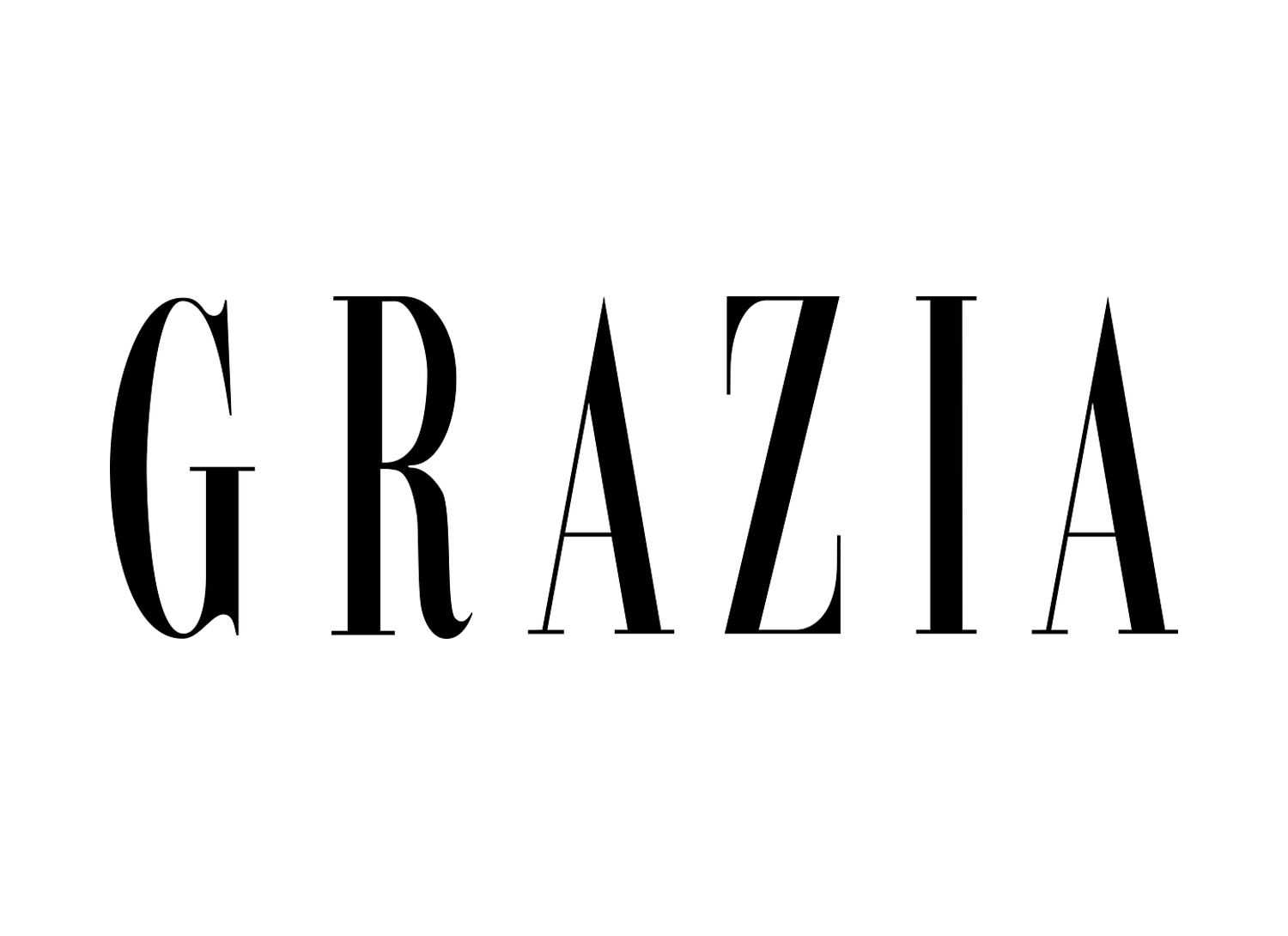 The word "GRAZIA" written in large, black, stylized letters on a white background.