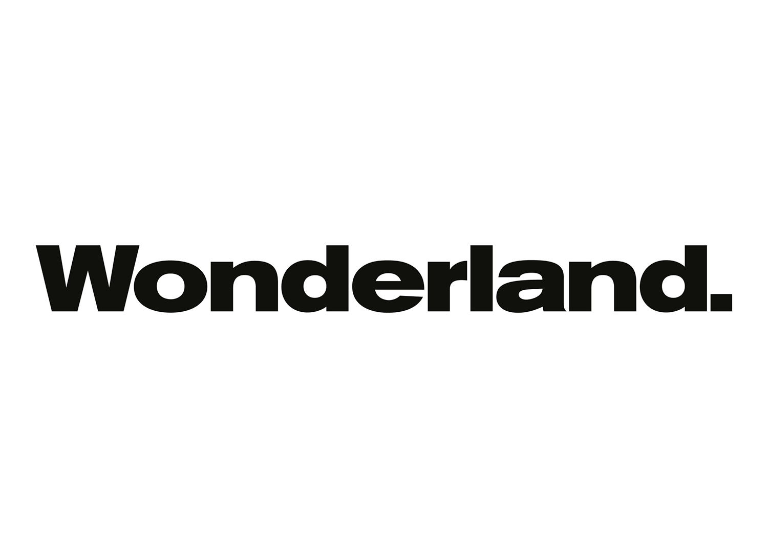 The word 'Wonderland.' in bold black text on a white background.