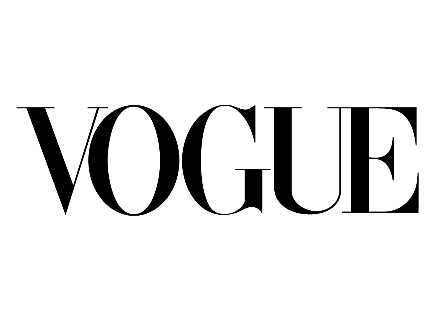 Vogue magazine logo in black text on a white background