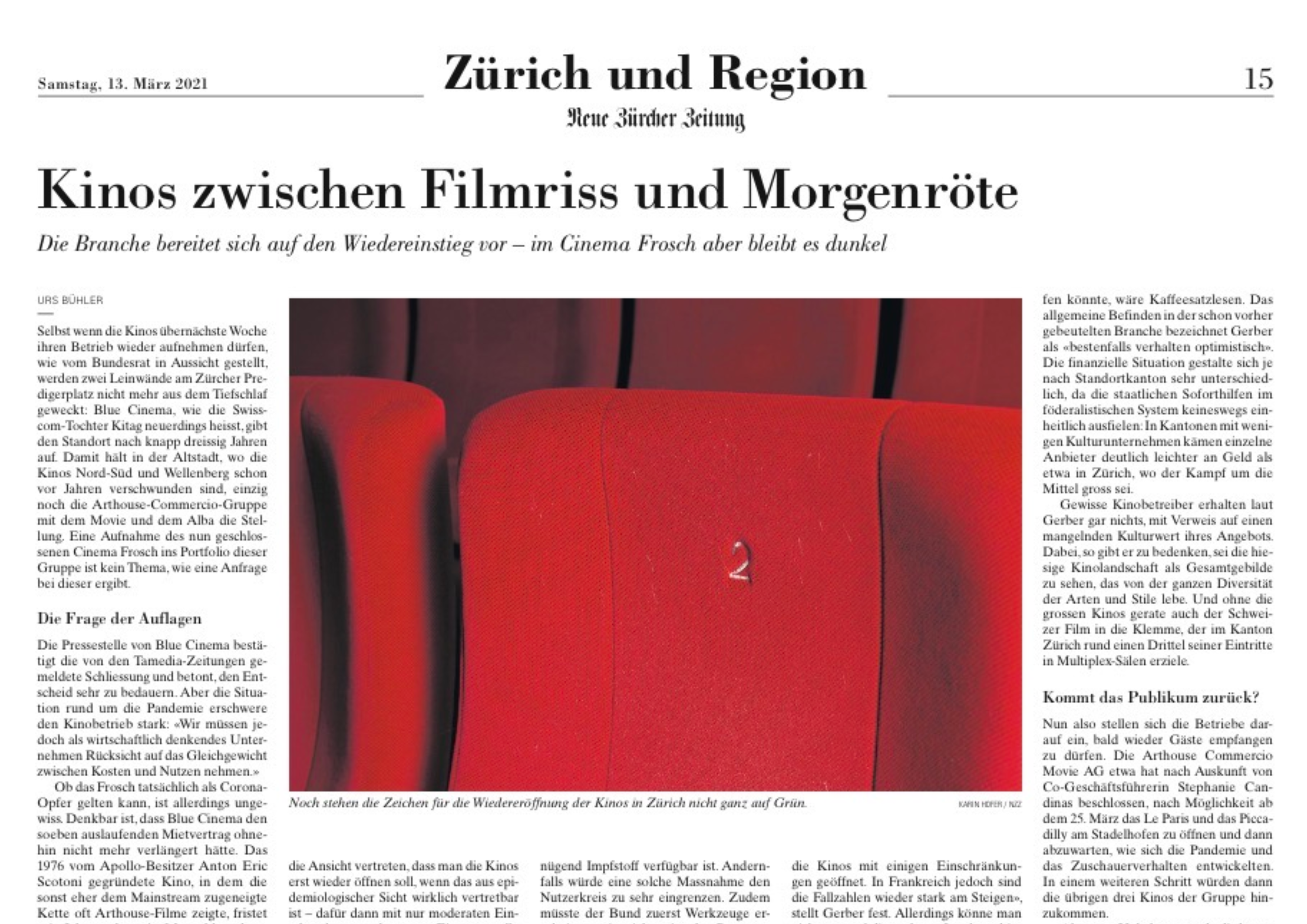 NZZ - Kinos zwischen Flimriss und Morgenröte - Anton Eric Scotoni