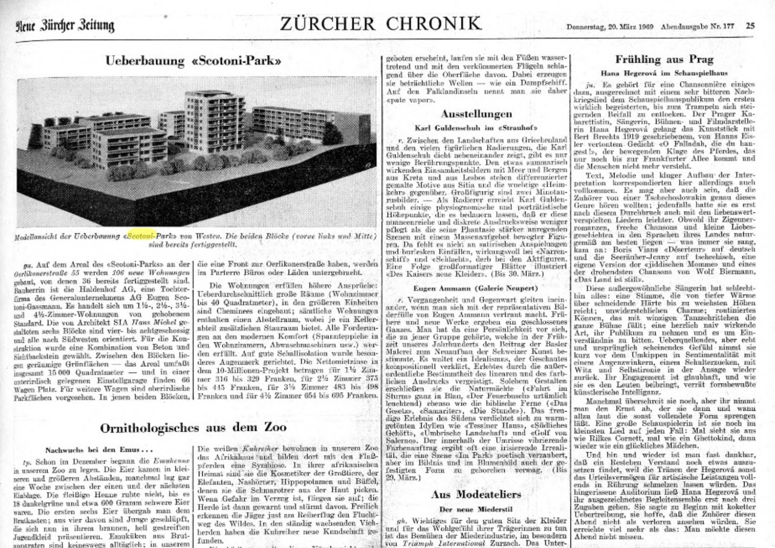 NZZ - Überbauung Scotoni-Park - Anton Eric Scotoni