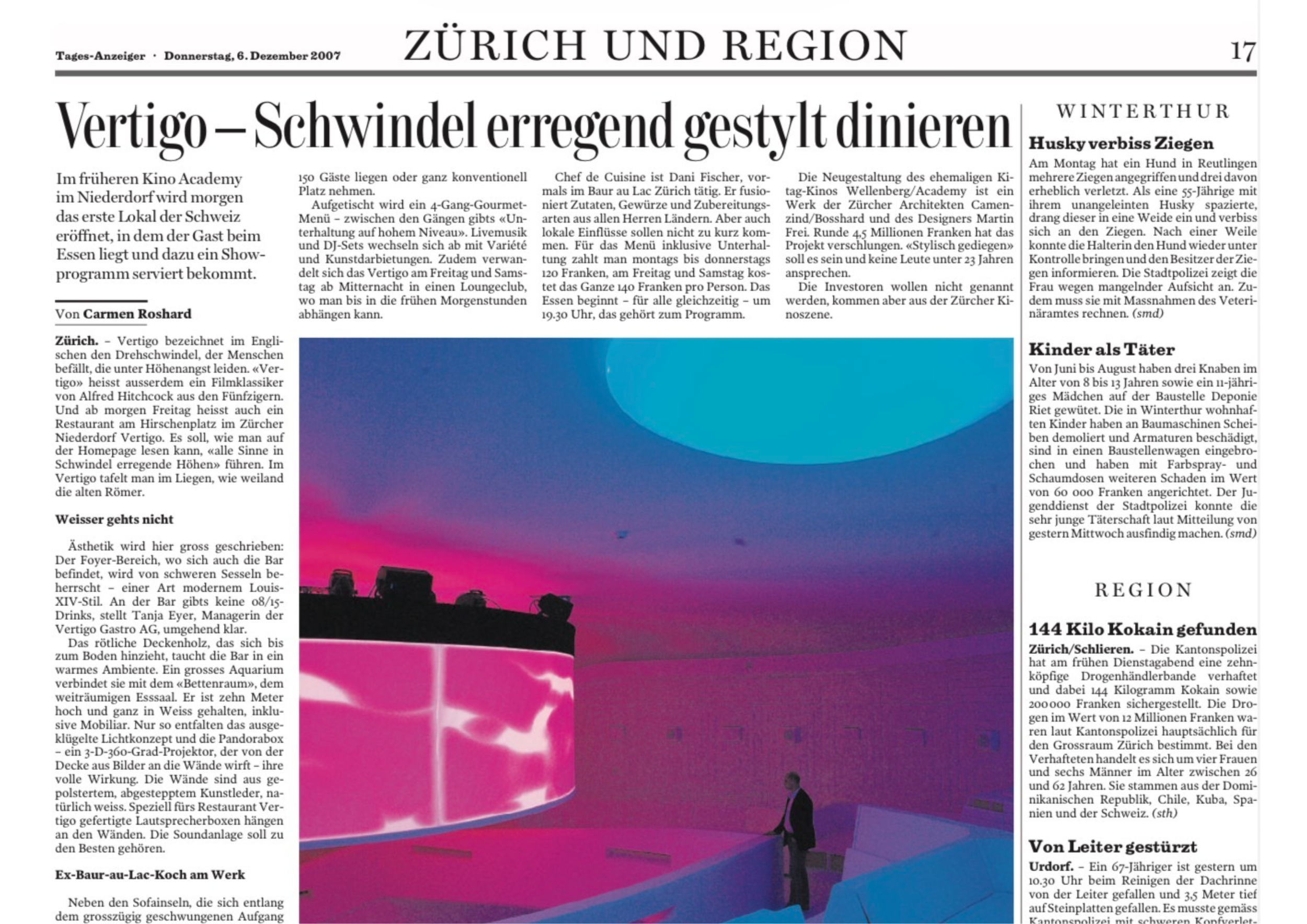 TA - Vertigo - Schwindel erregend gestylt dinieren - Restaurant Vertigo - Christian Scotoni - Tanja Eyer